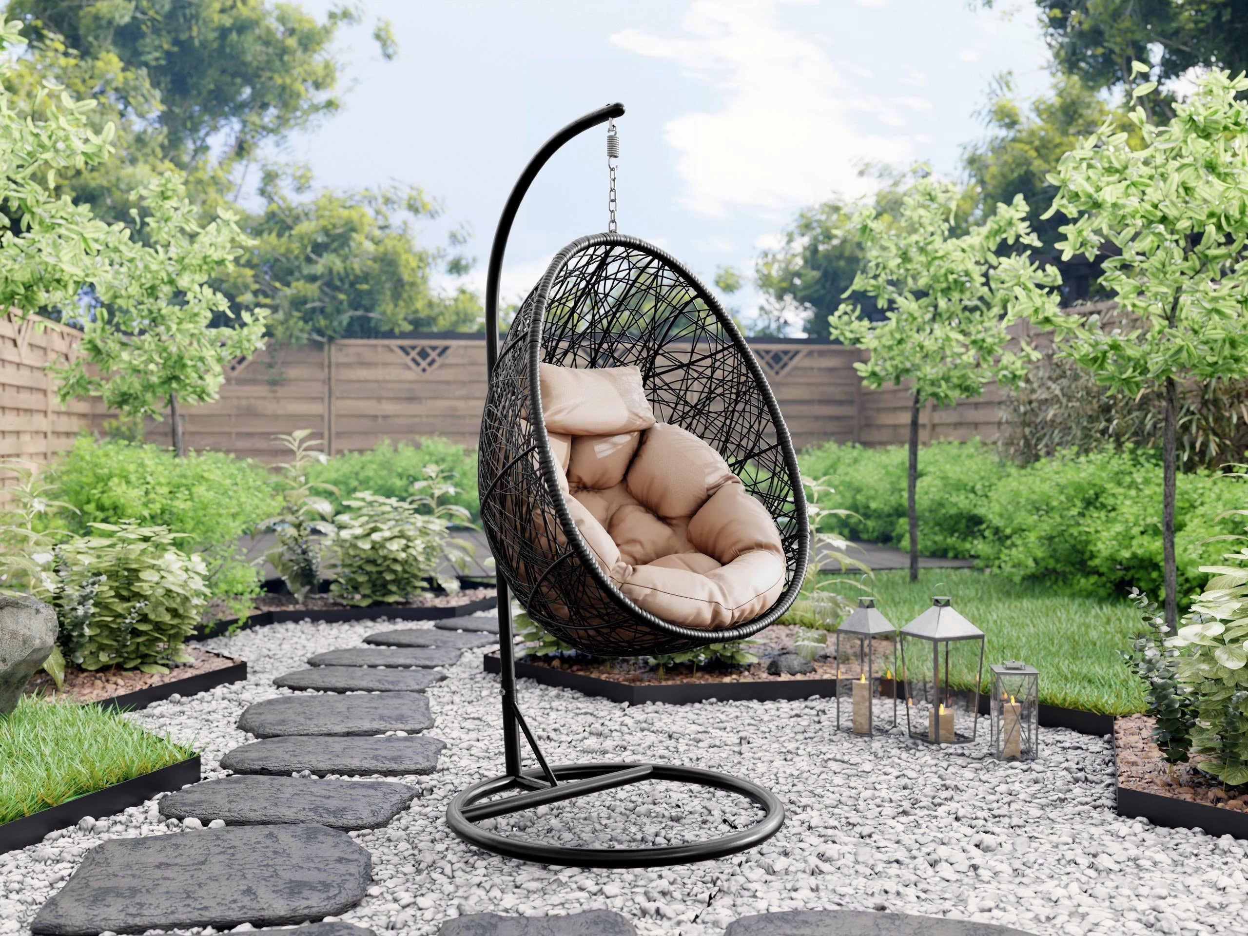 Chaise suspendu Comfivo Undtudo (Noir + Crème)