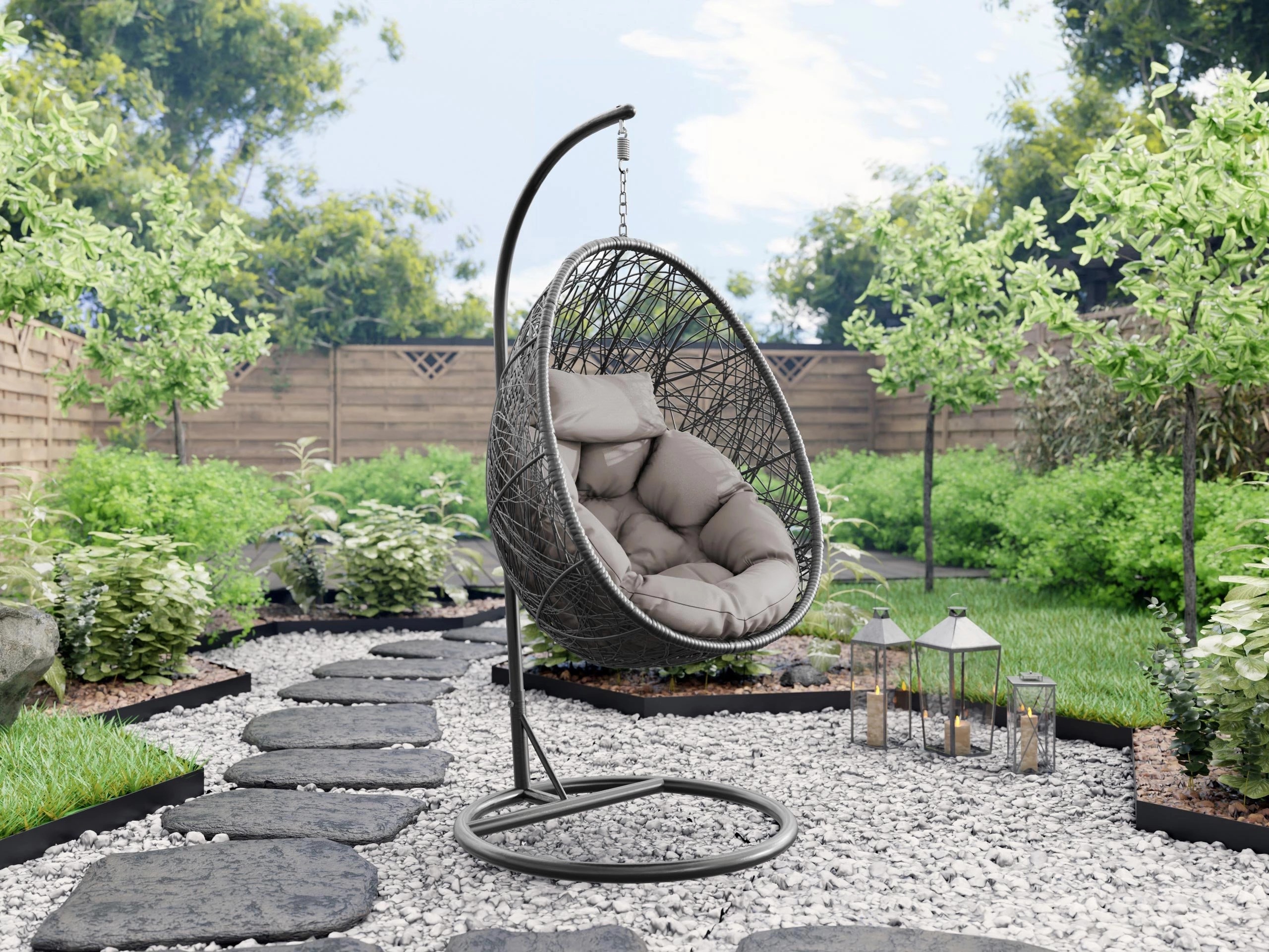 Chaise suspendu Comfivo Undtudo (Gris foncé + Gris)