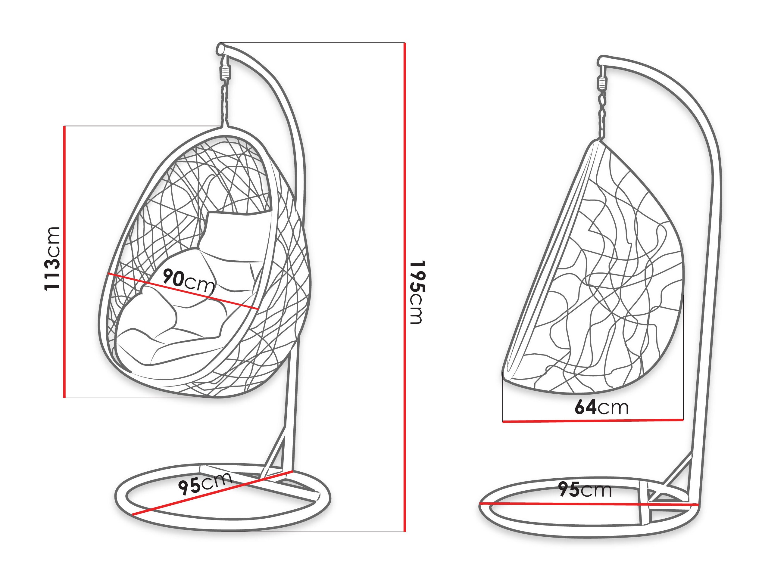 Chaise suspendu Comfivo Undtudo (Gris foncé + Gris)