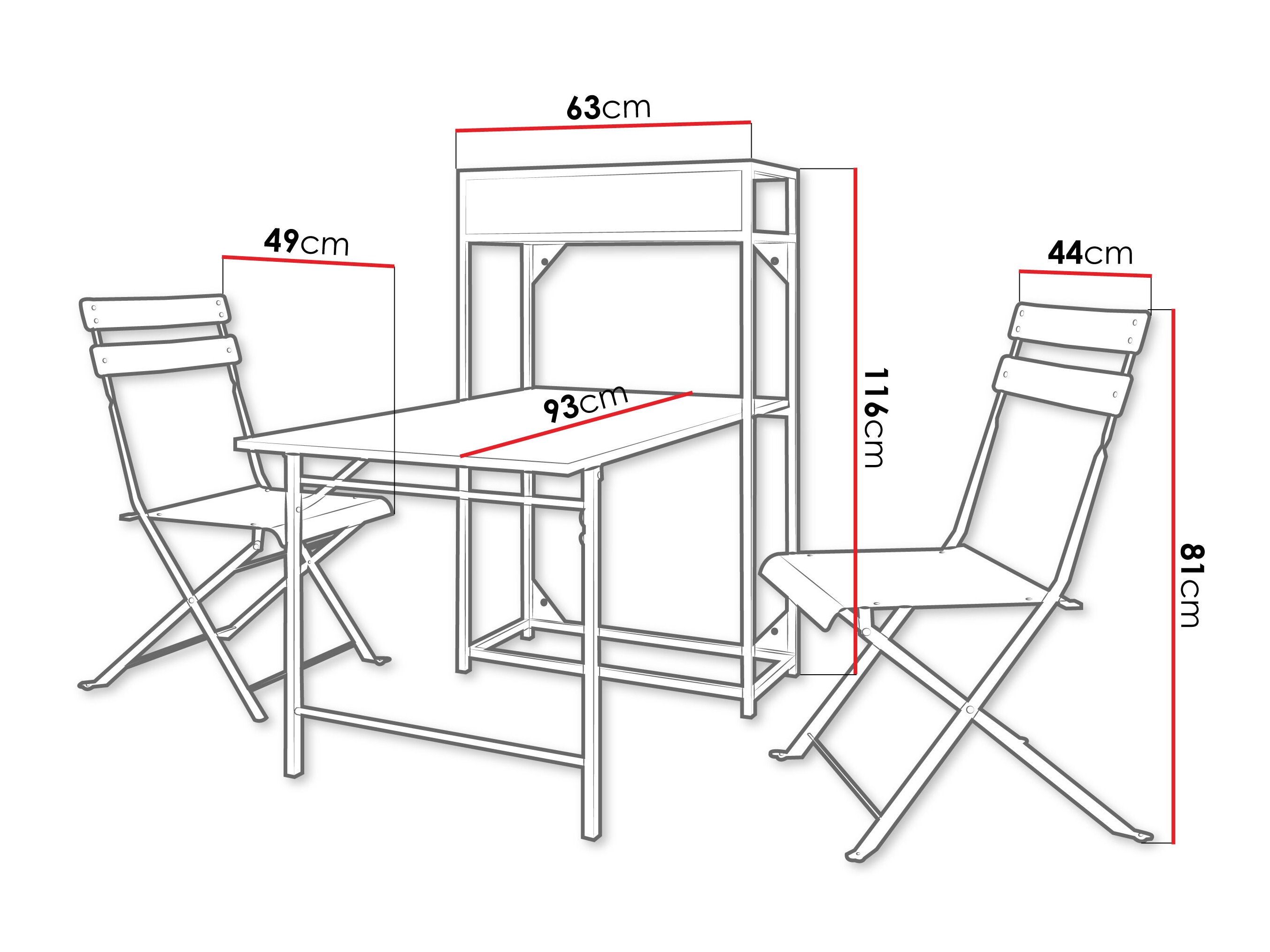 Ensemble de balcon Lenitus (Noir)