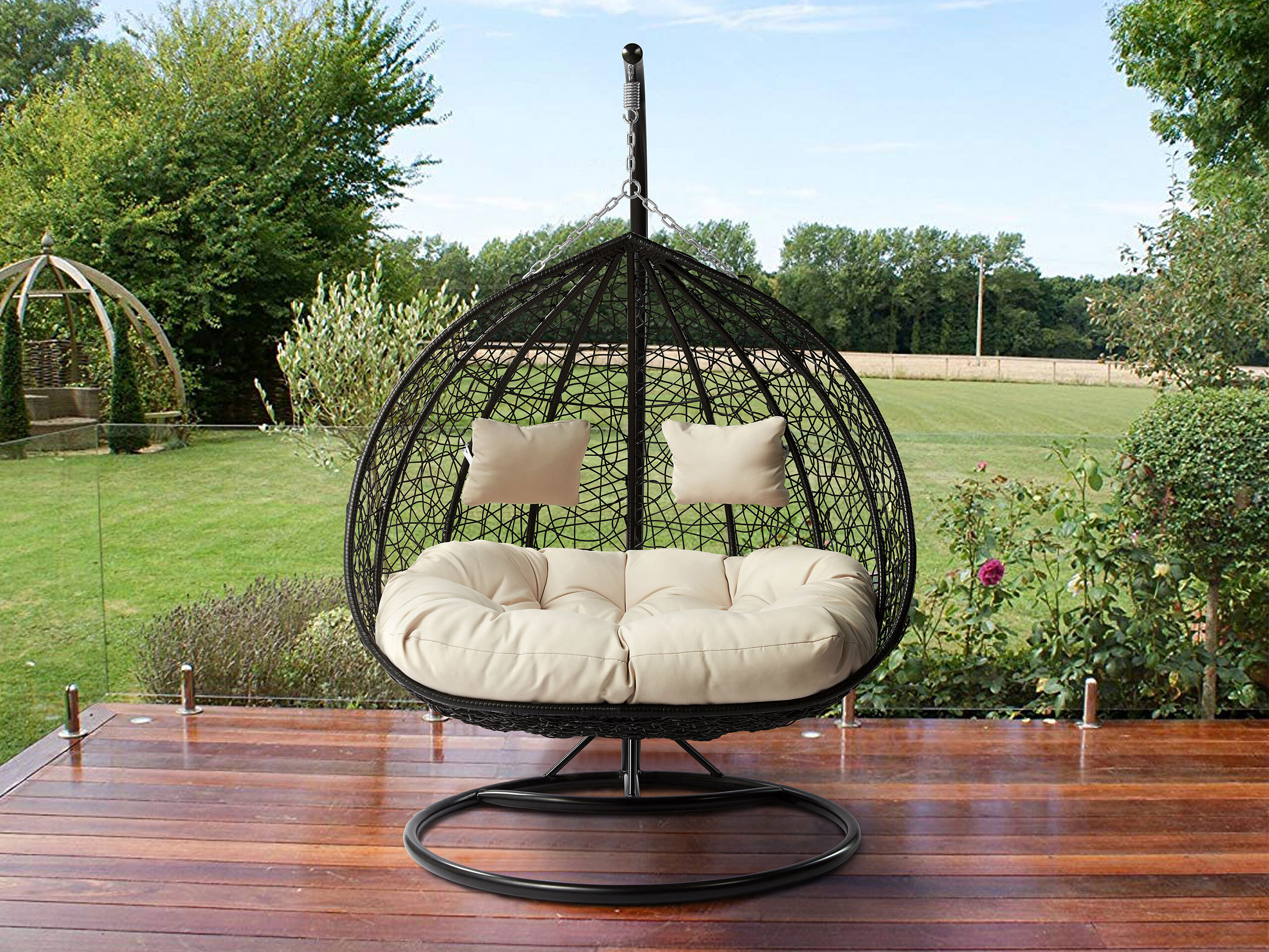Chaise suspendu Comfivo Audos (Noir + Crème)