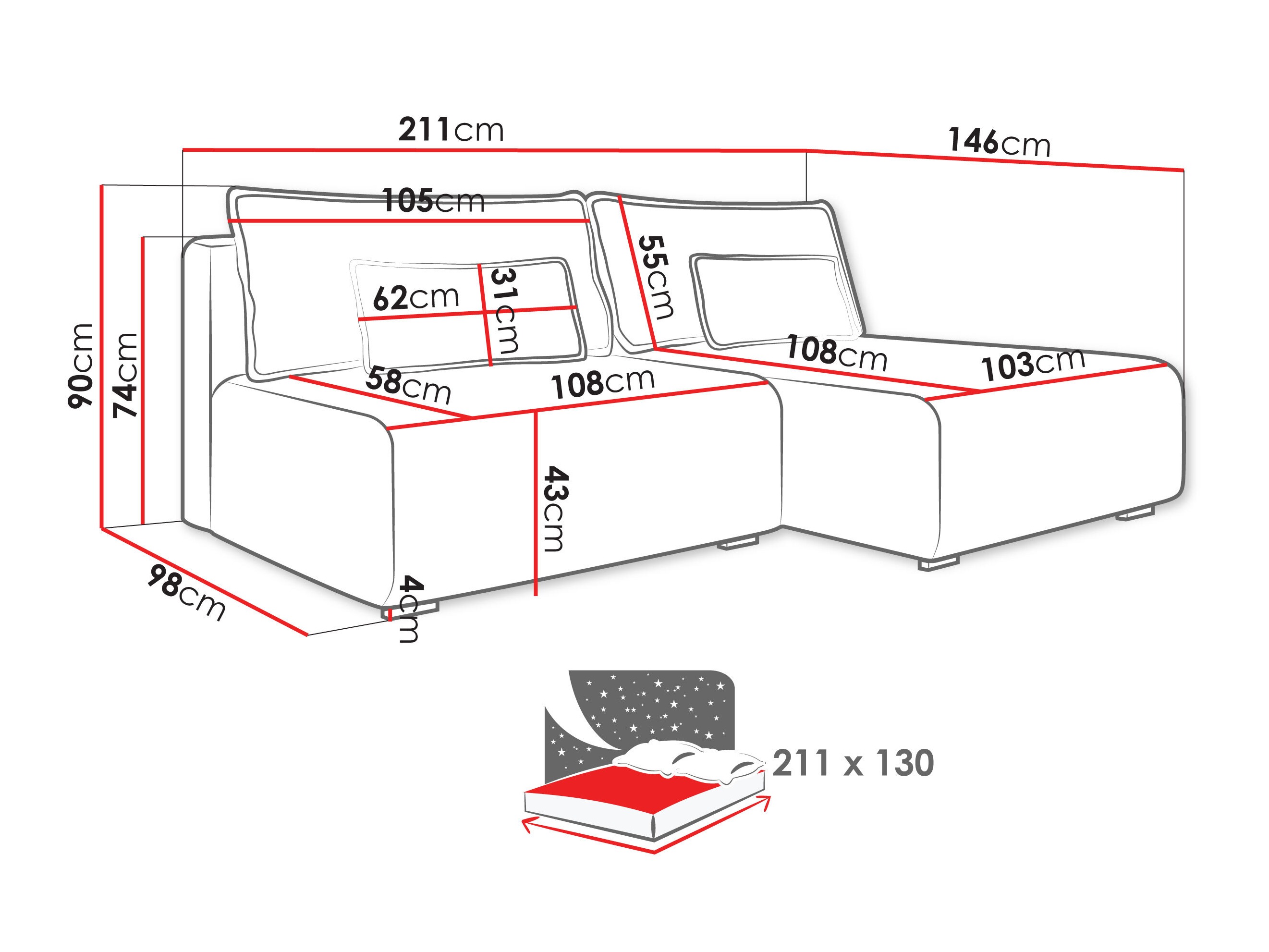 Canapé d'angle TrendyNest Fenestal (Tilia 01)