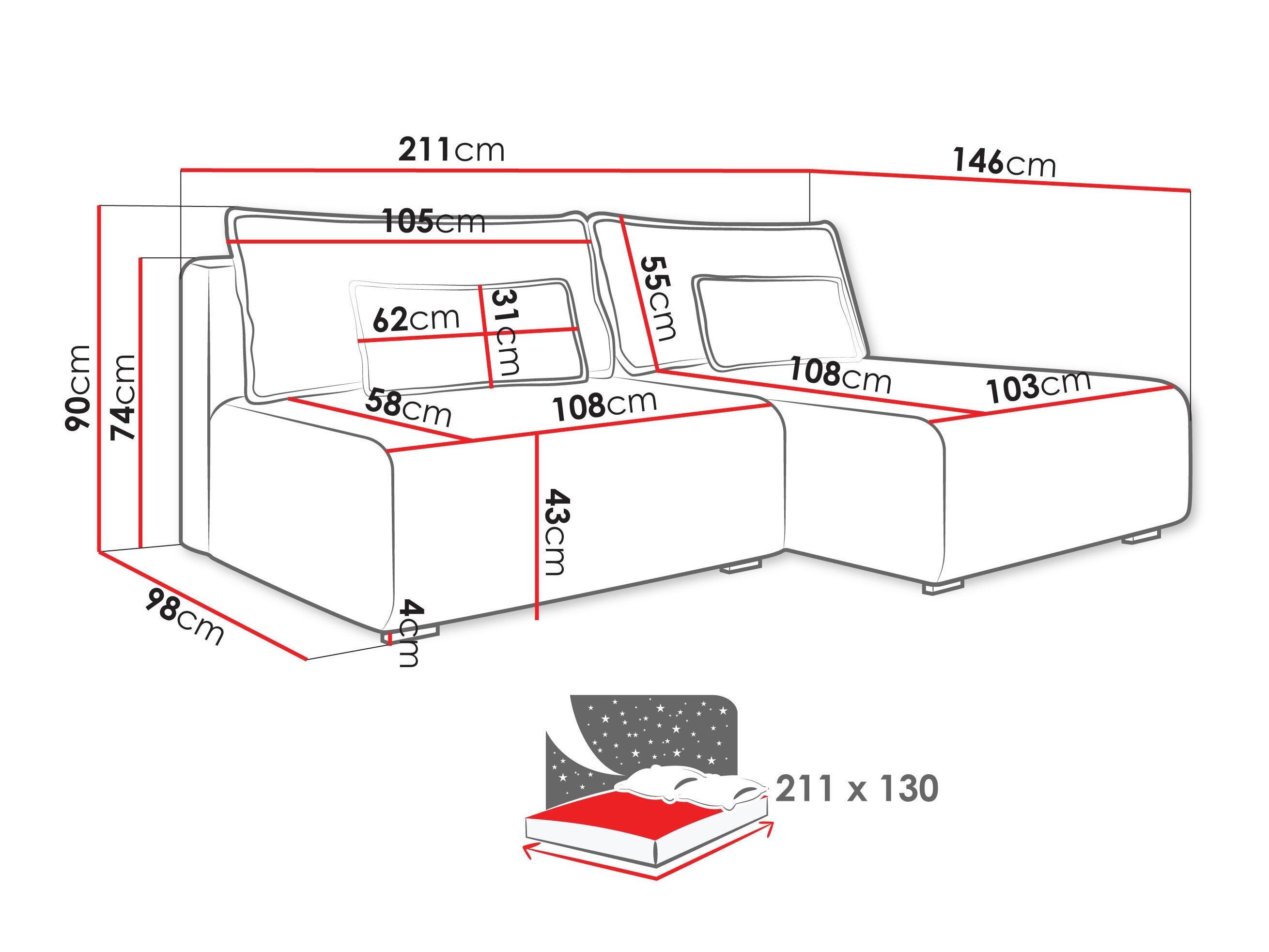 Canapé d'angle TrendyNest Fenestal (Tilia 100)