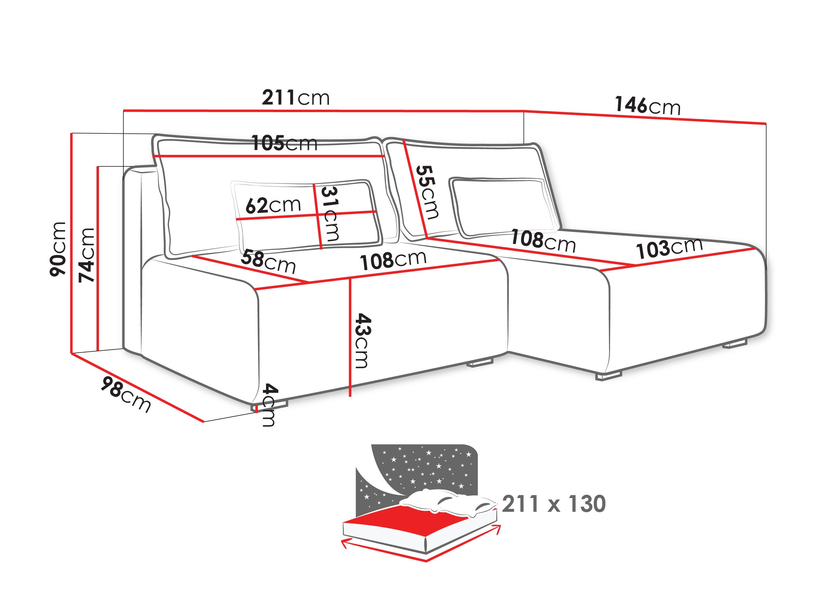 Canapé d'angle TrendyNest Fenestal (Tilia 11)