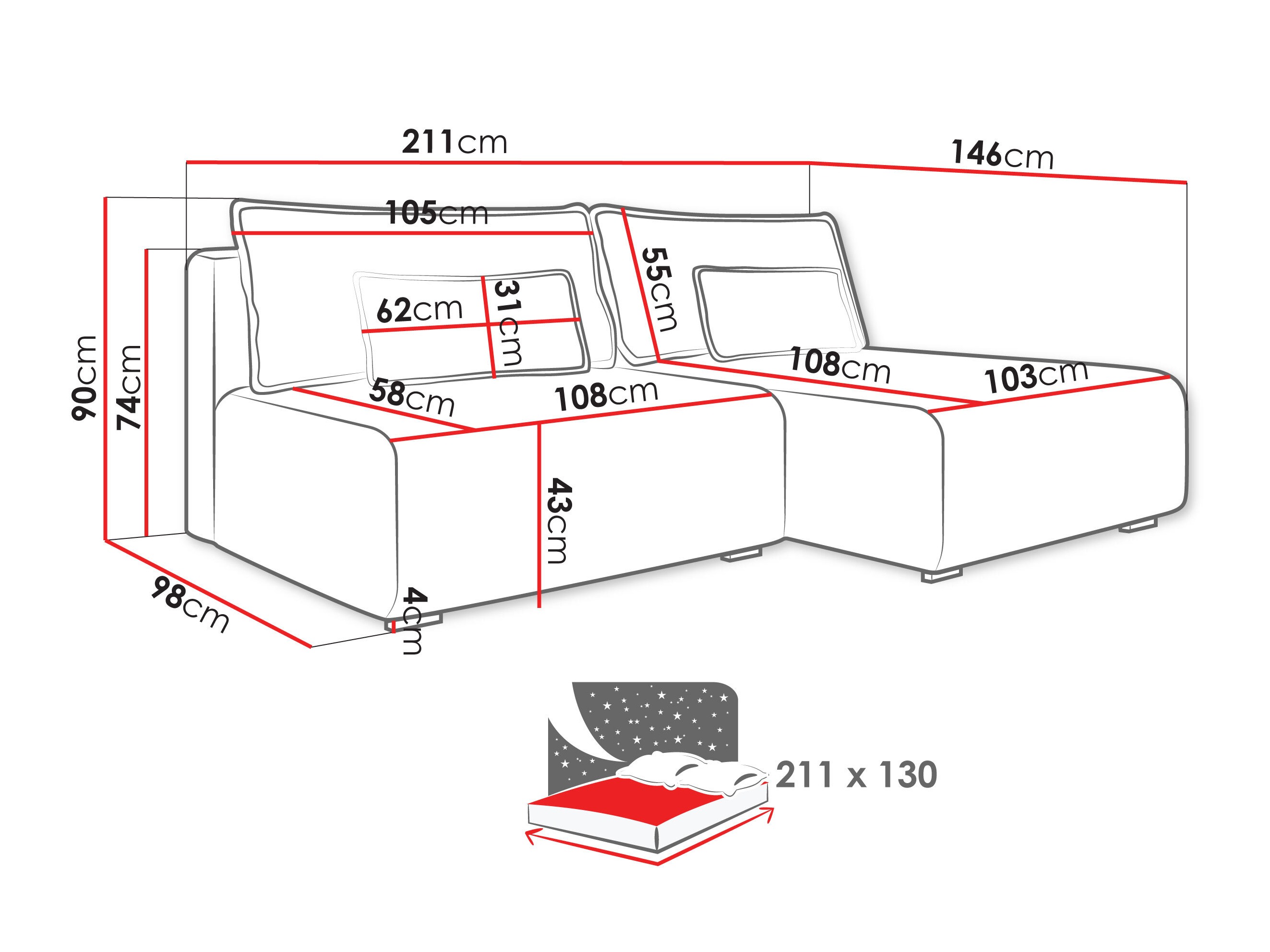 Canapé d'angle TrendyNest Fenestal (Tilia 39)