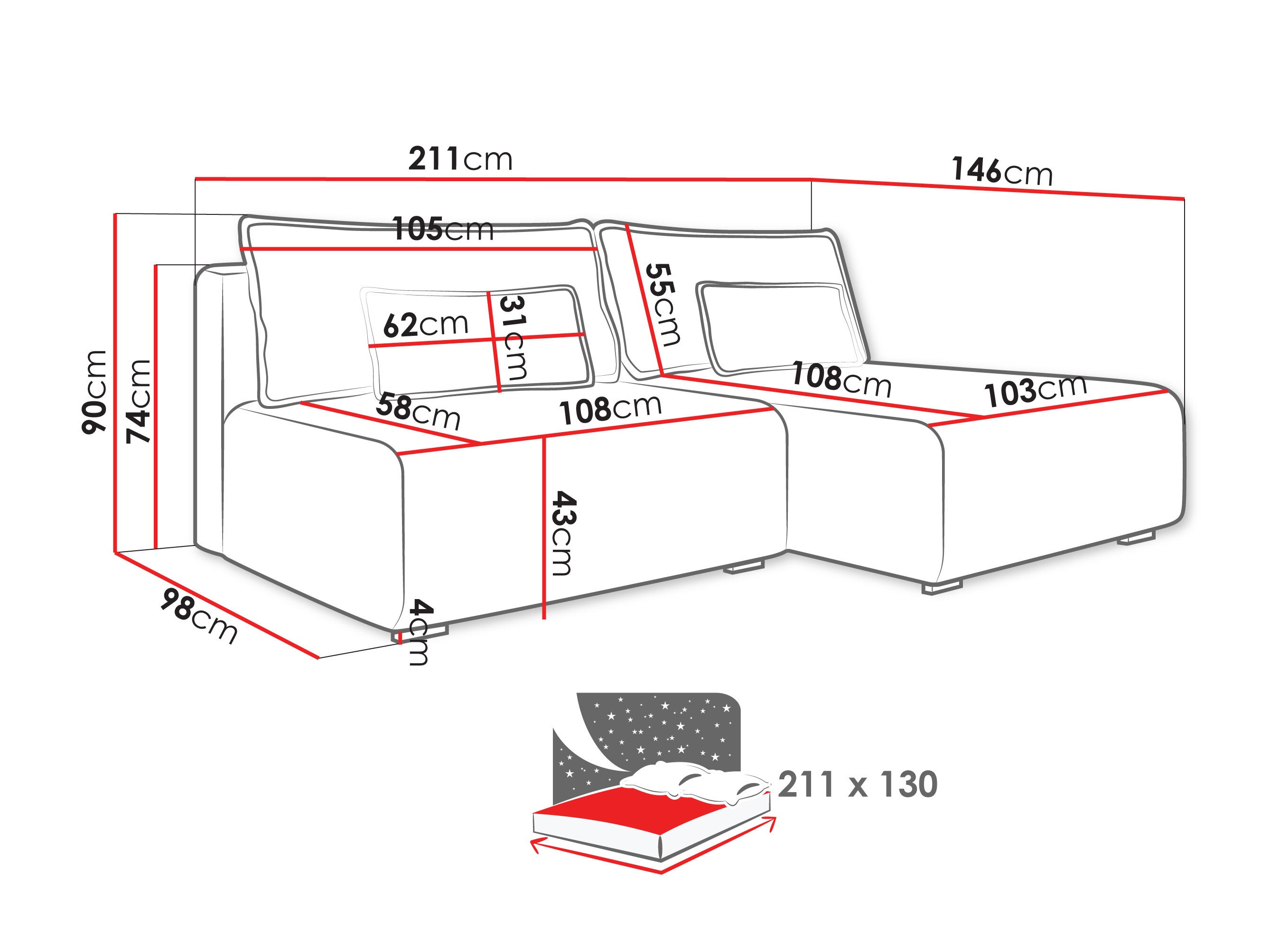 Canapé d'angle TrendyNest Fenestal (Tilia 52)