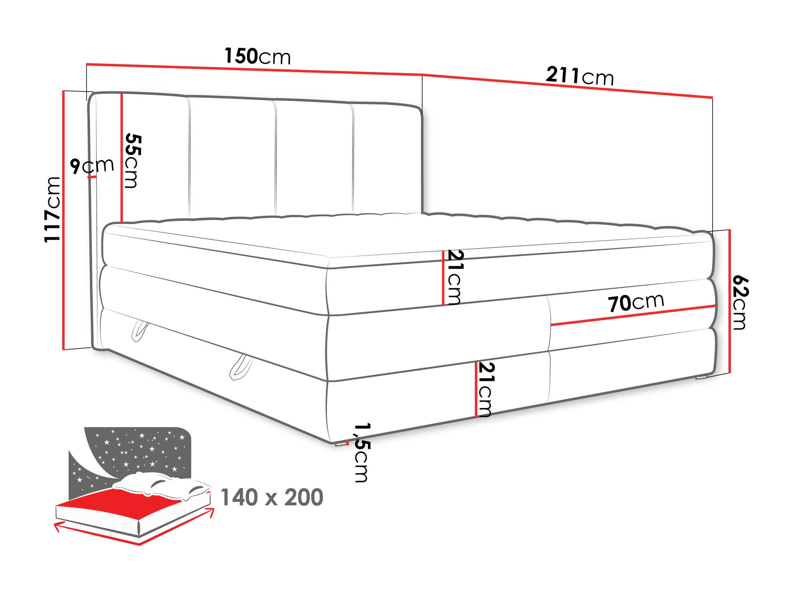 Lit boxspring ComfiDream Caelion (Onega 03)
