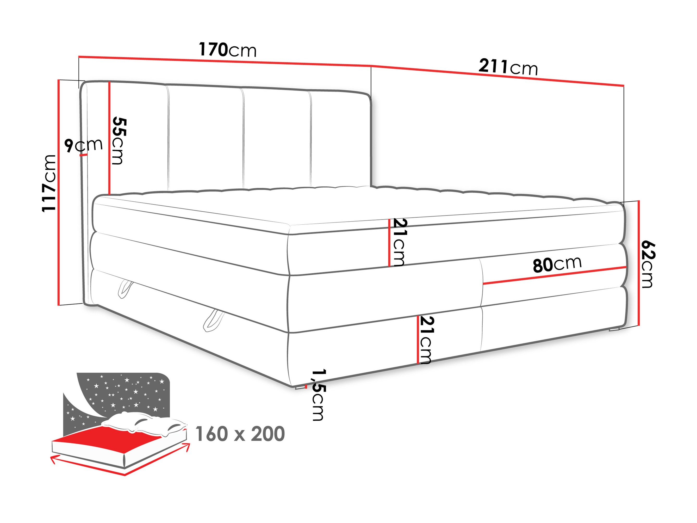 Lit boxspring ComfiDream Caelion (Onega 03)
