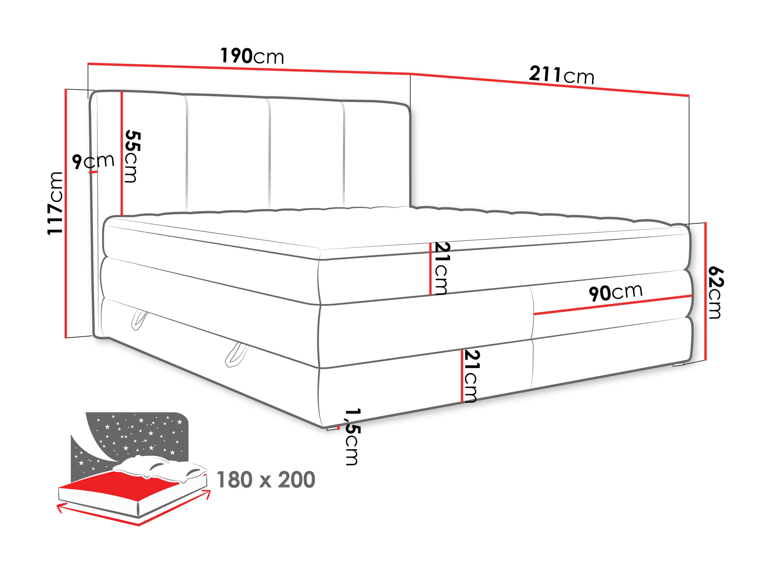Lit boxspring ComfiDream Caelion (Onega 03)
