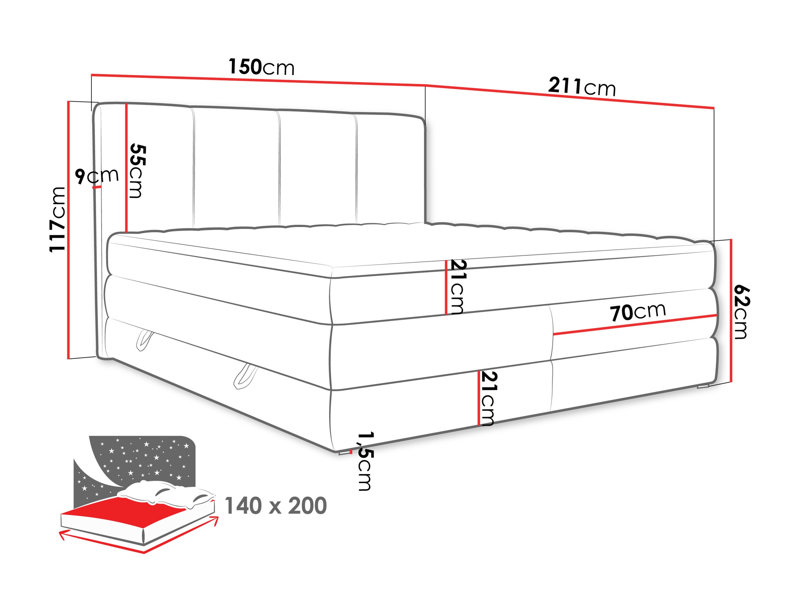 Lit boxspring ComfiDream Caelion (Onega 07)