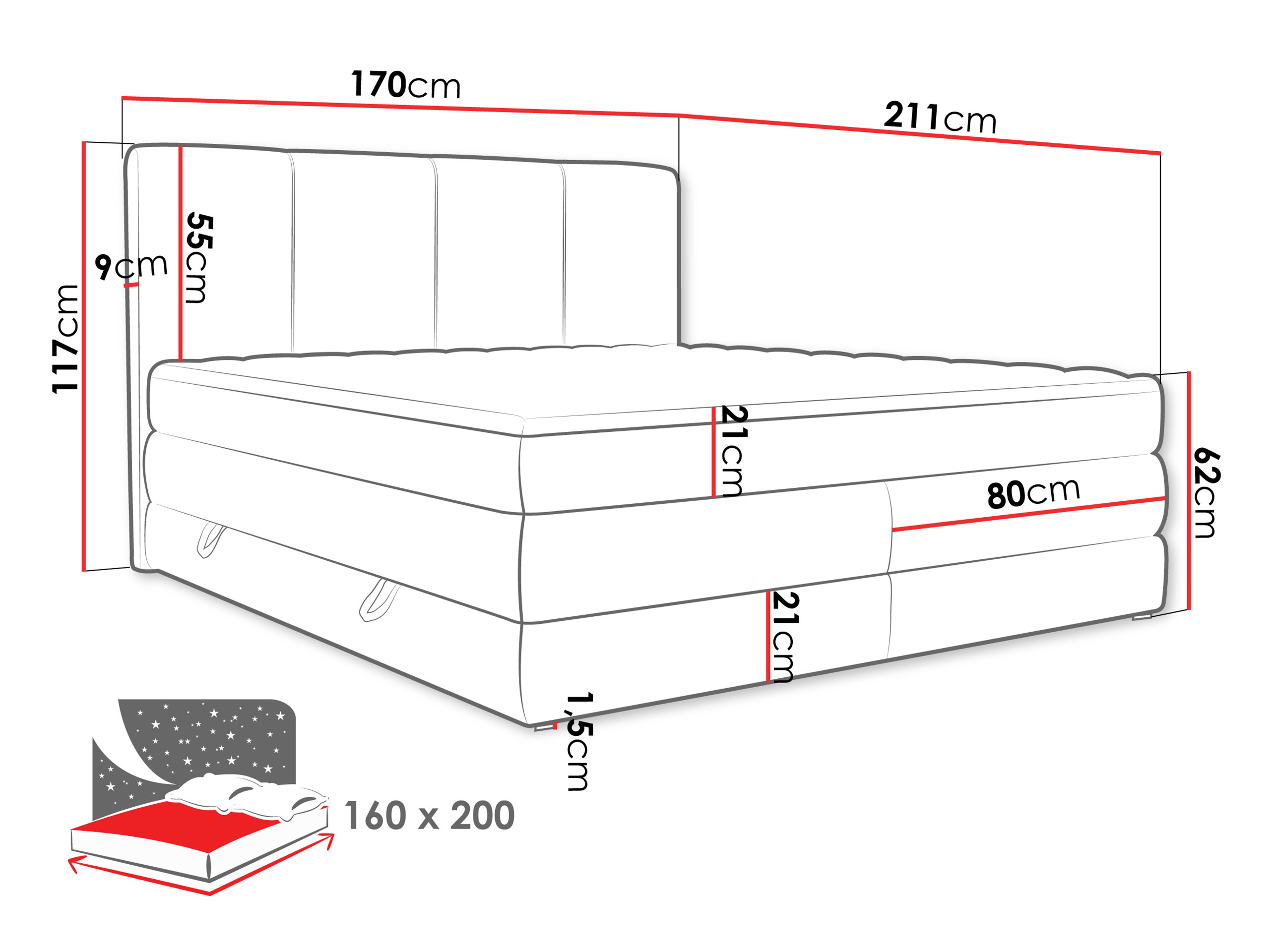 Lit boxspring ComfiDream Caelion (Onega 07)
