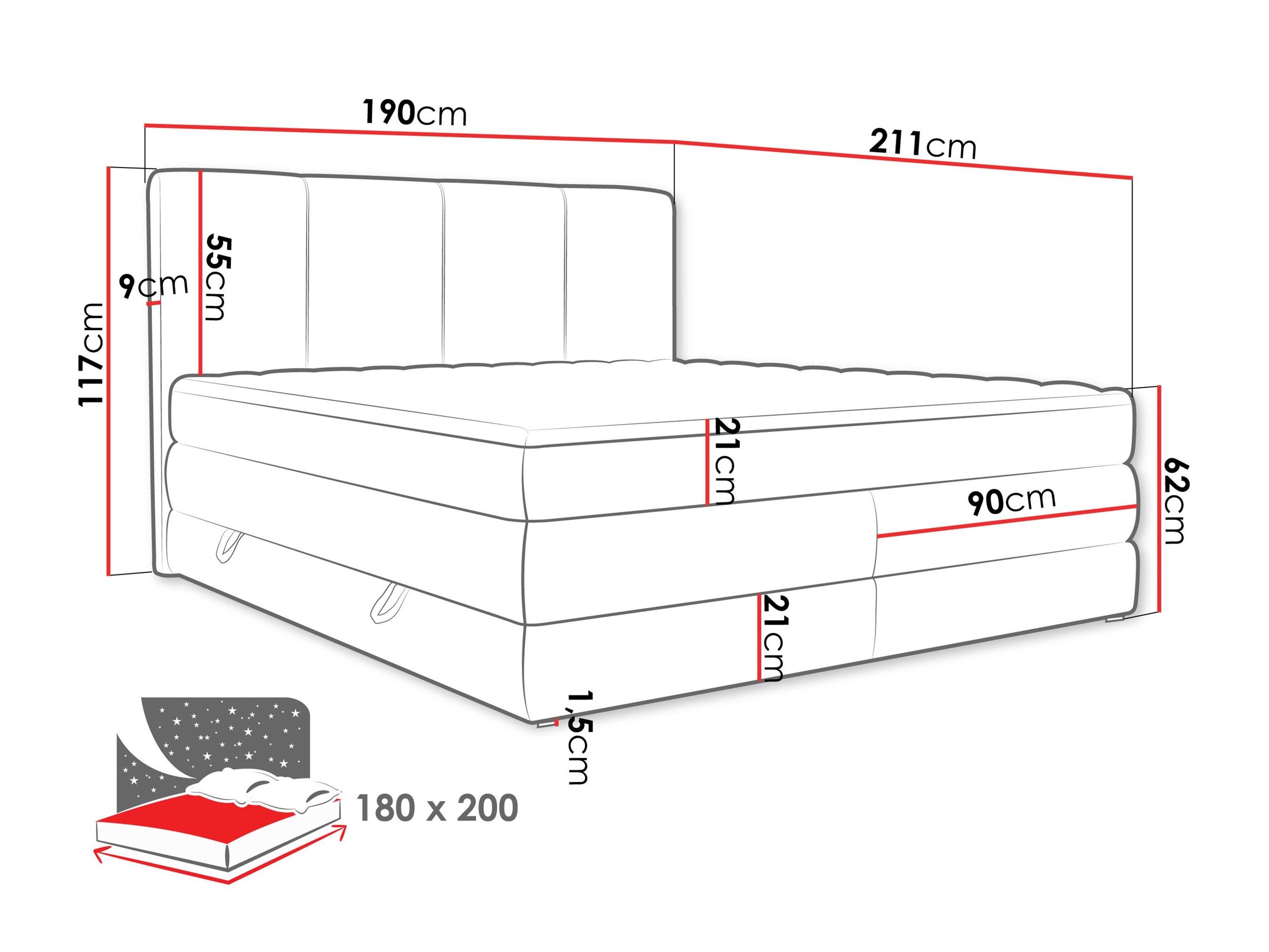 Lit boxspring ComfiDream Caelion (Onega 07)