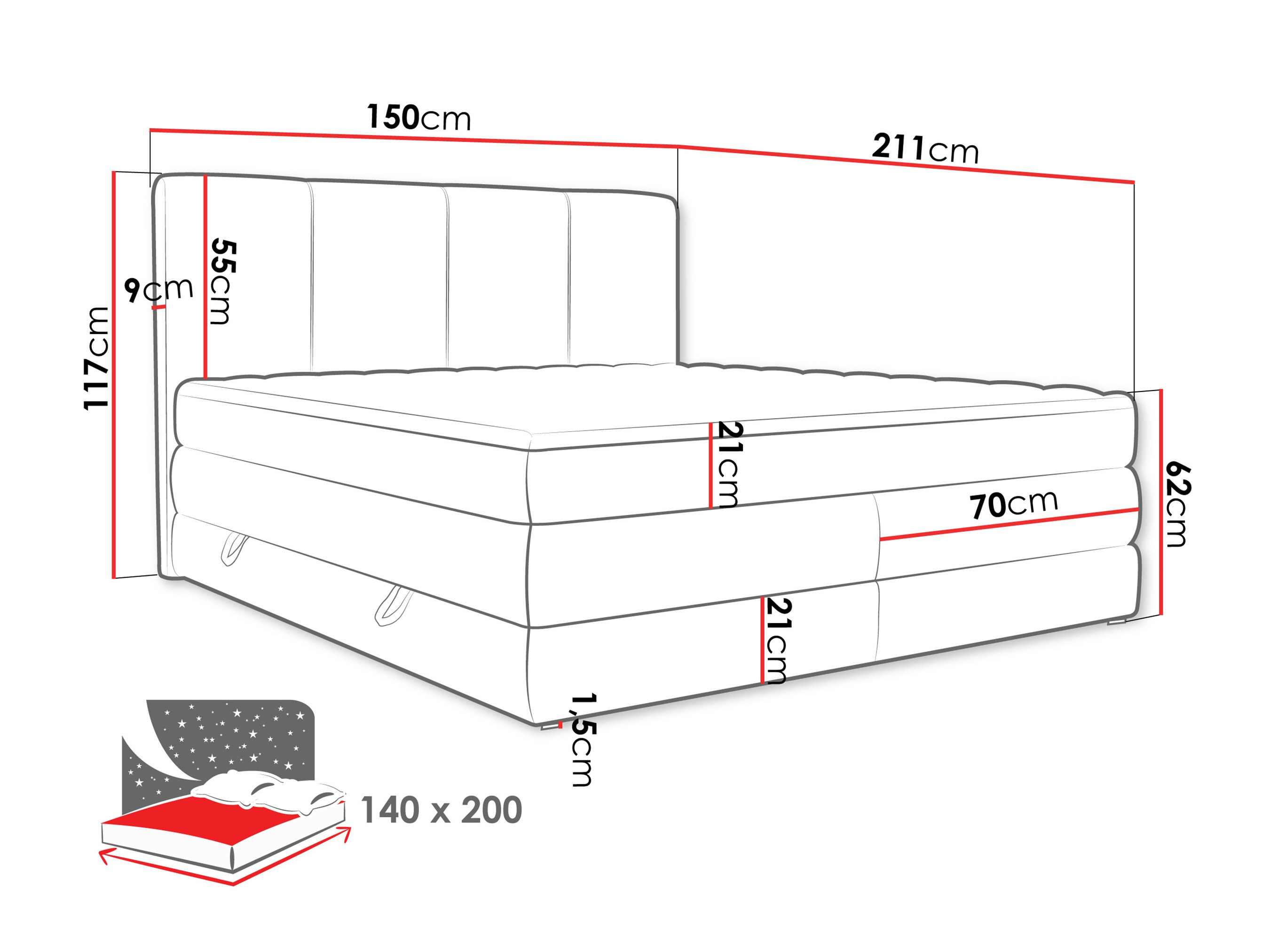 Lit boxspring ComfiDream Caelion (Onega 11)