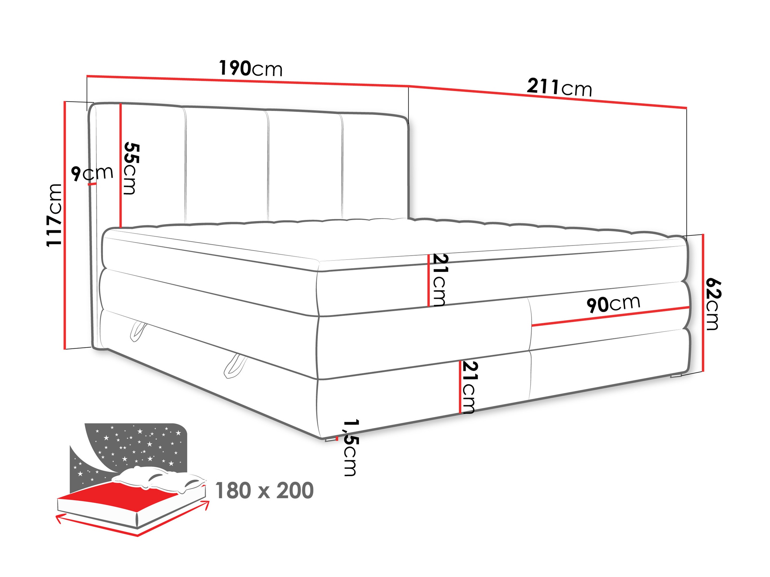 Lit boxspring ComfiDream Caelion (Onega 11)