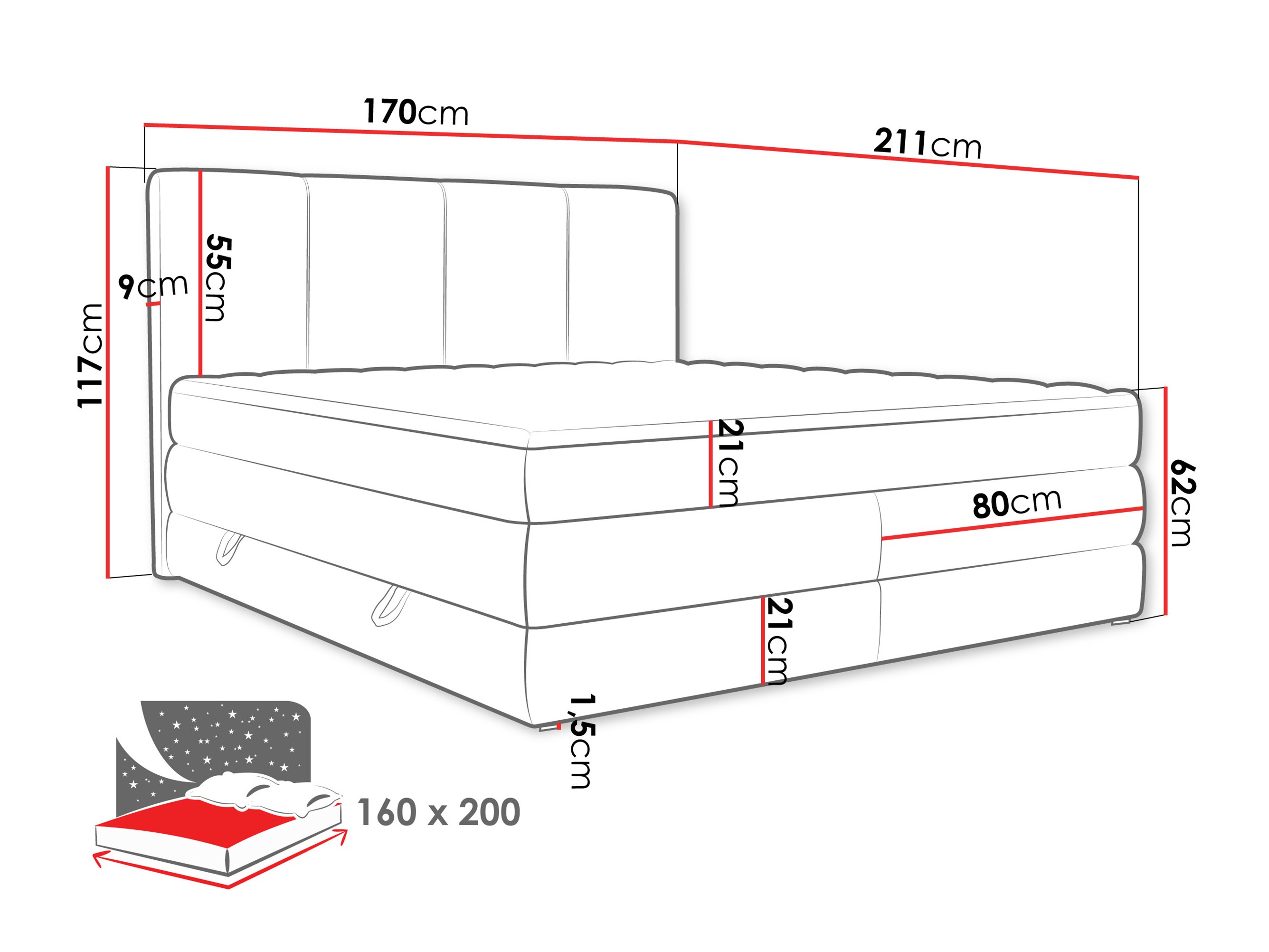 Lit boxspring ComfiDream Caelion (Onega 14)