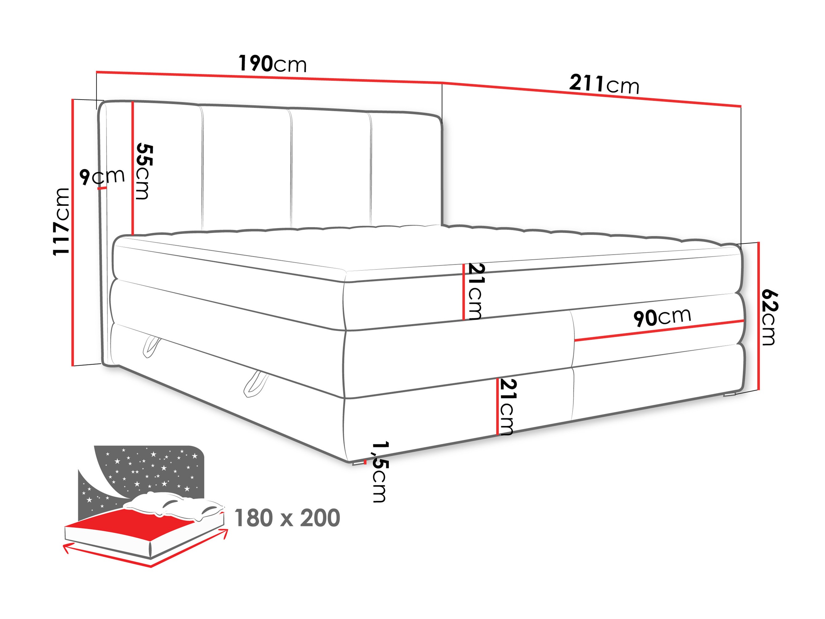 Lit boxspring ComfiDream Caelion (Onega 14)