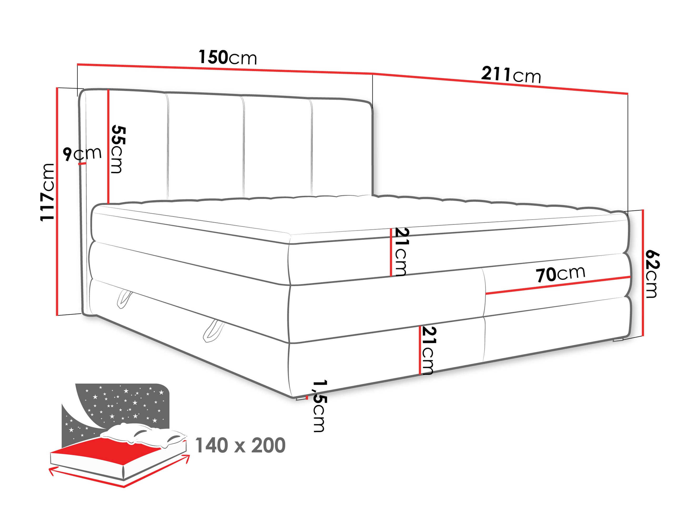 Lit boxspring ComfiDream Caelion (Onega 18)