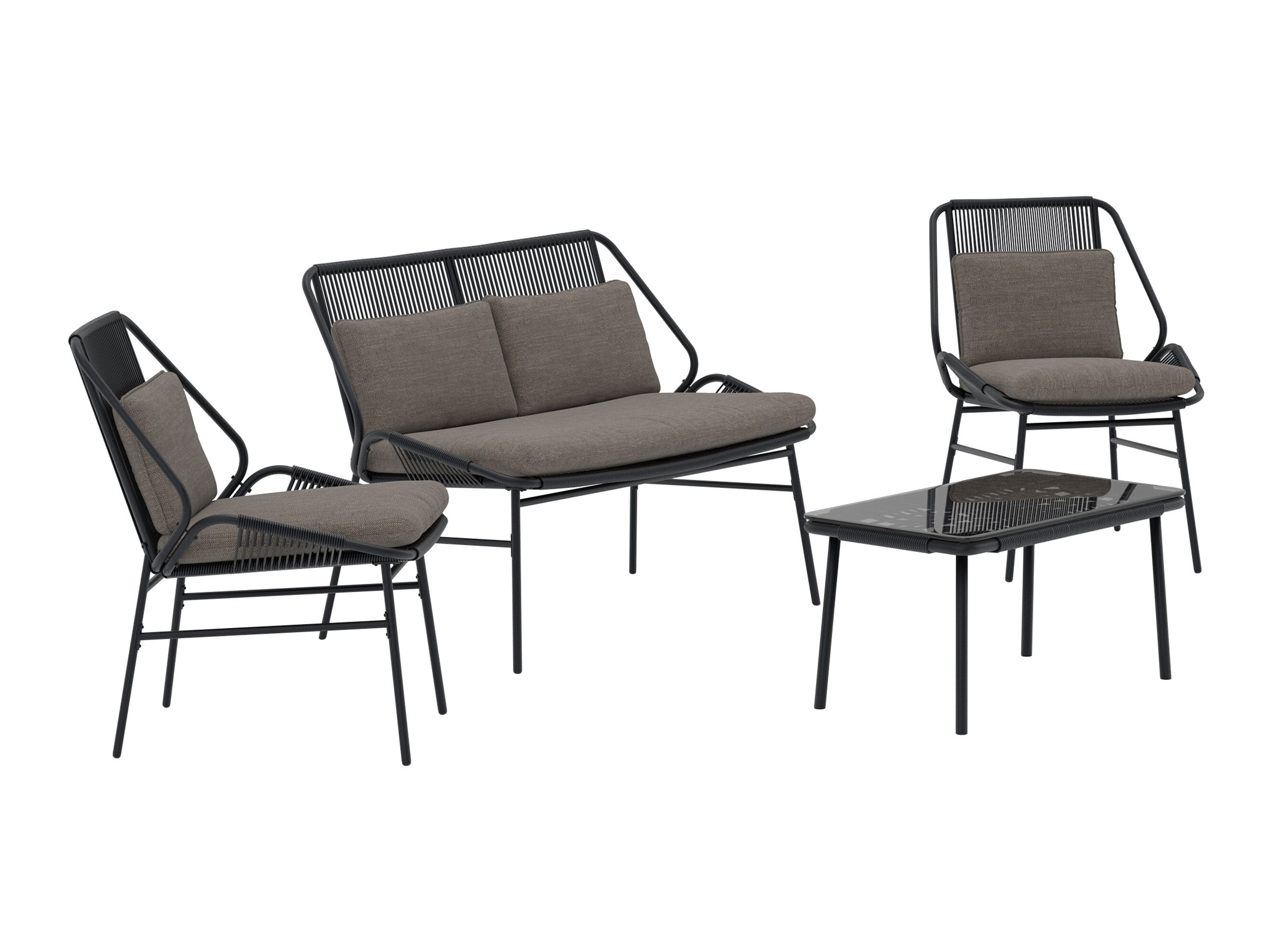 Ensemble de mobilier de jardin Dallas 5169 (Noir + Gris foncé)