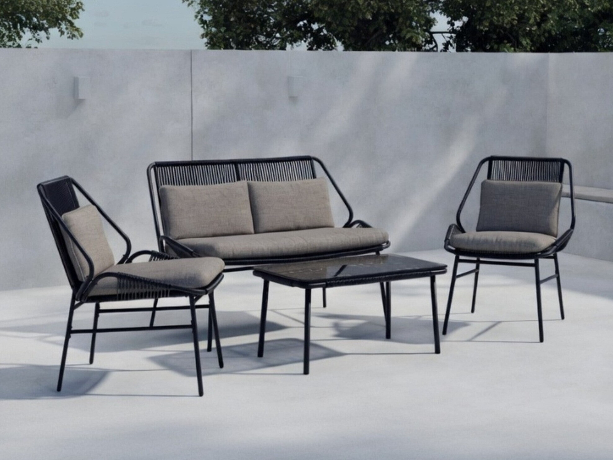Ensemble de mobilier de jardin Dallas 5169 (Noir + Gris foncé)