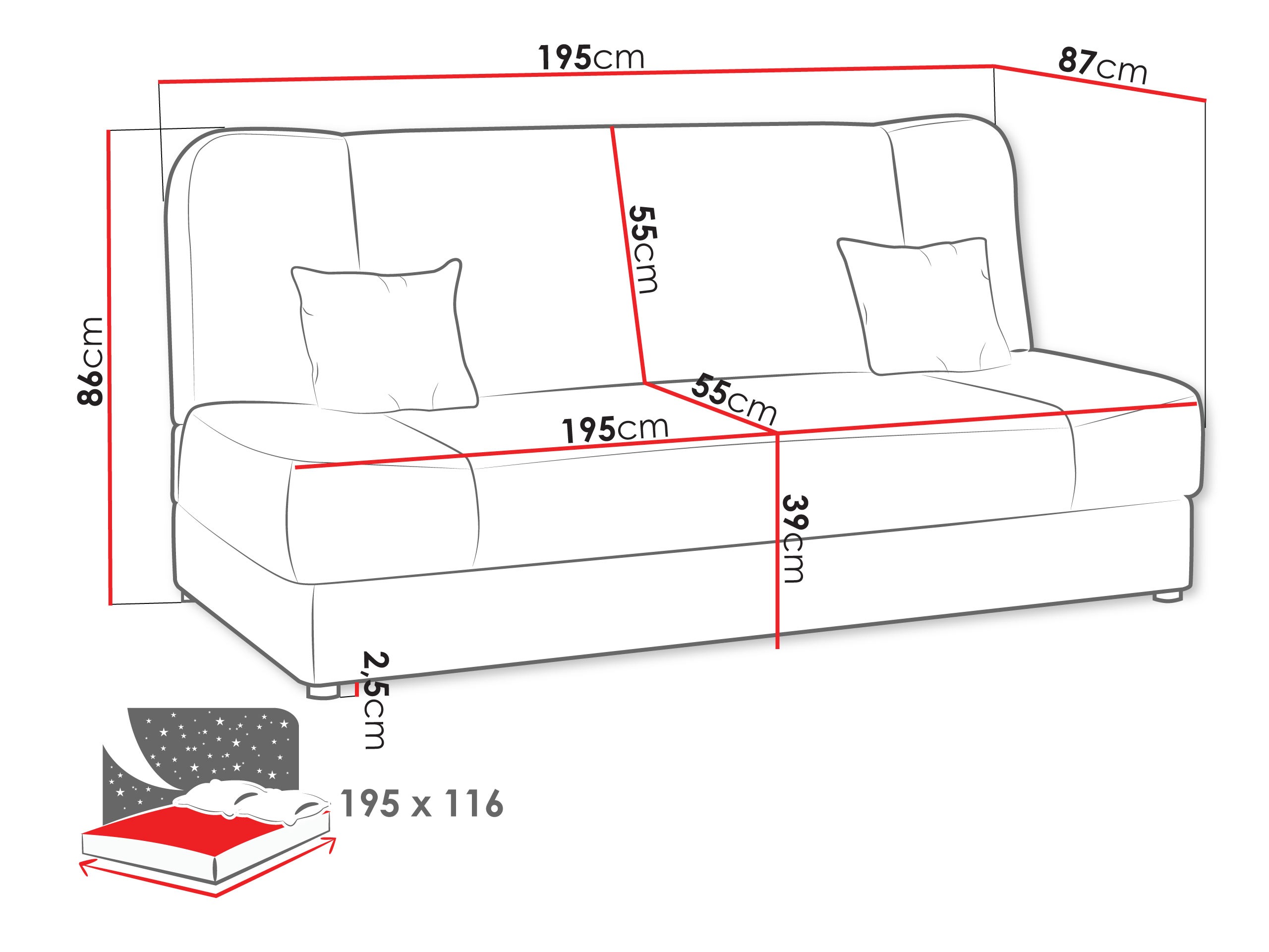 Canapé convertible Comfivo Cera (Lumo 30)