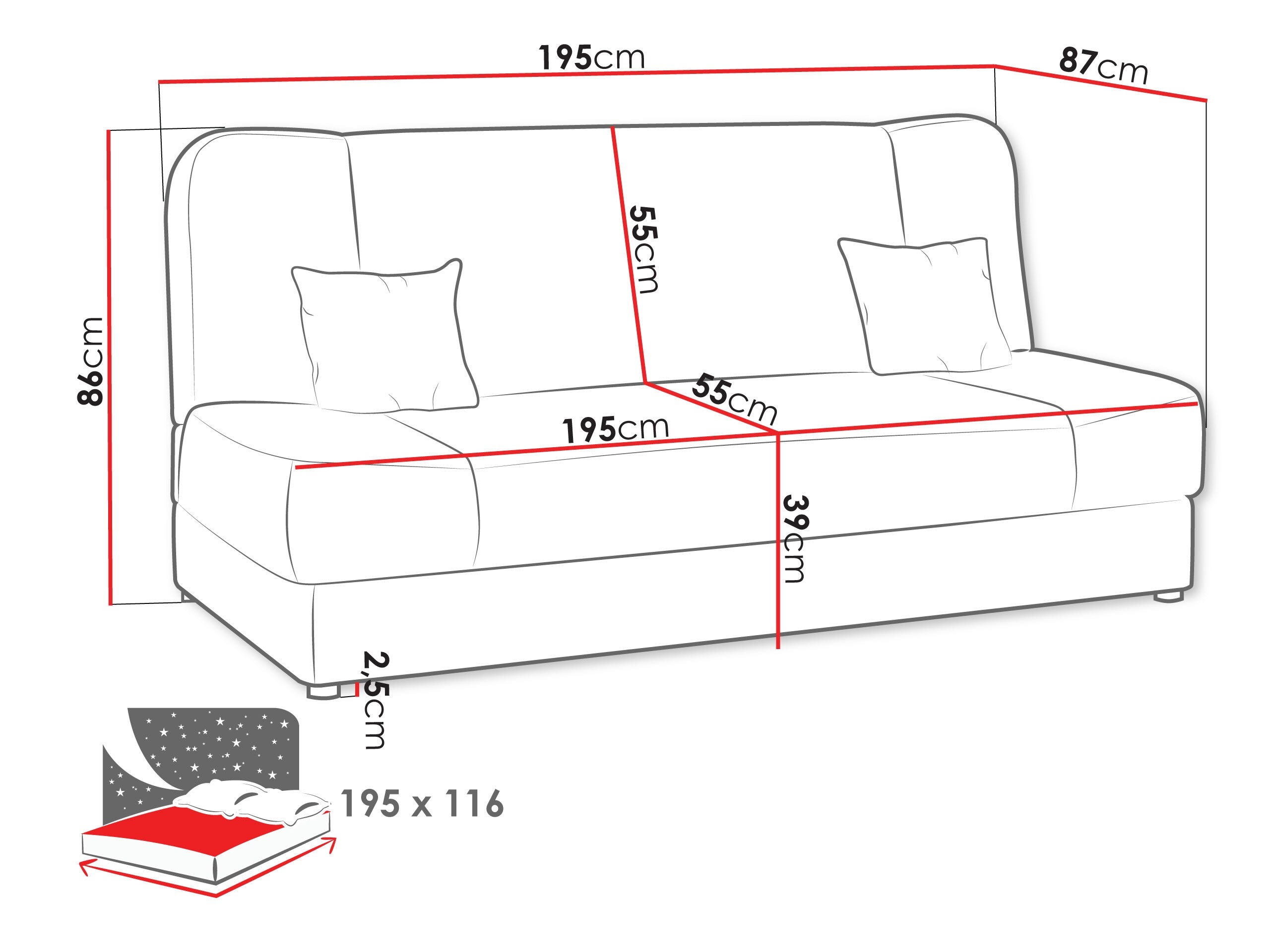 Canapé convertible Comfivo Cera (Magic Velvet 2217 + Magic Velvet 2219)