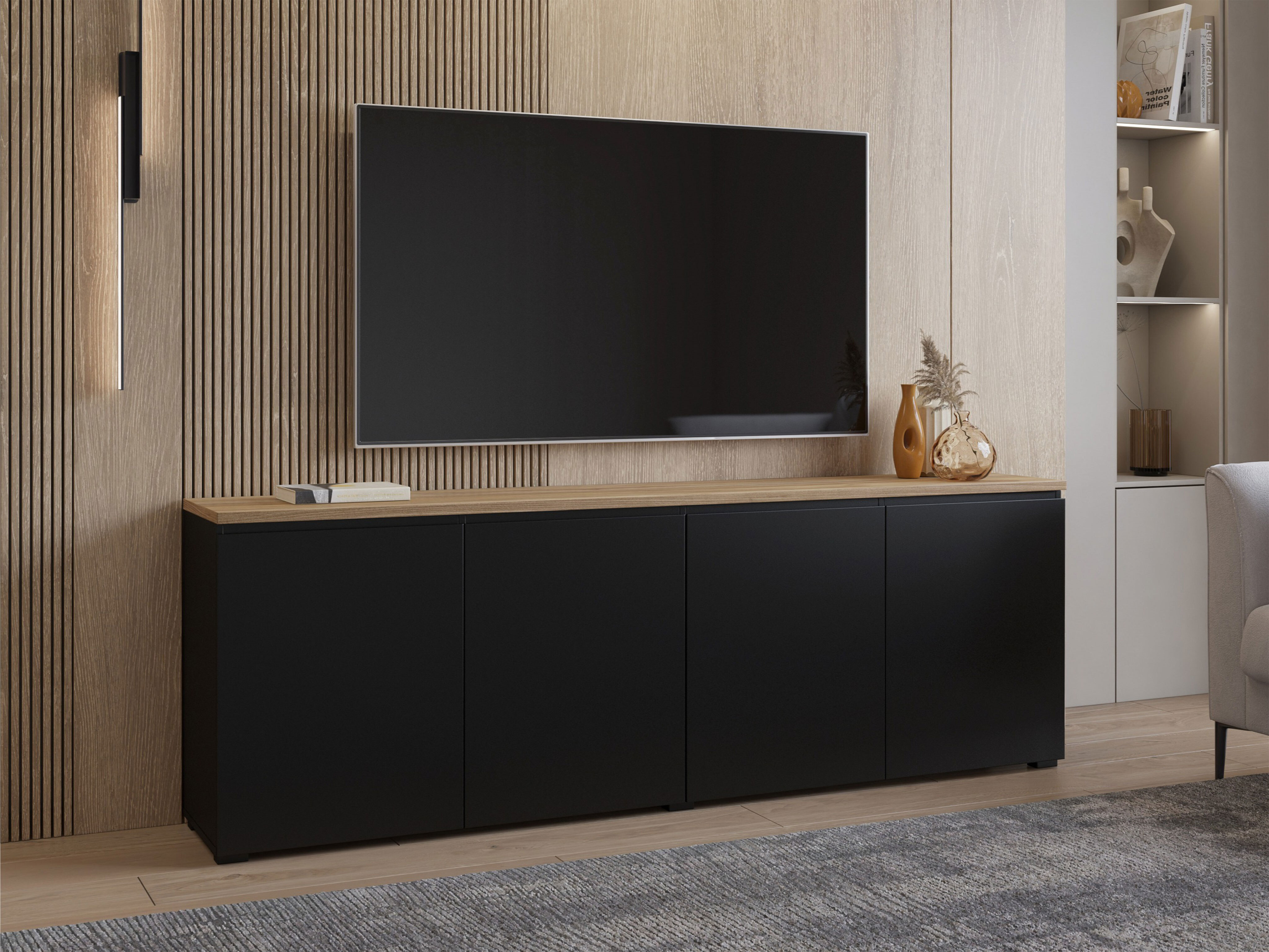Buffet Baletu 105 (Noir + Chêne)