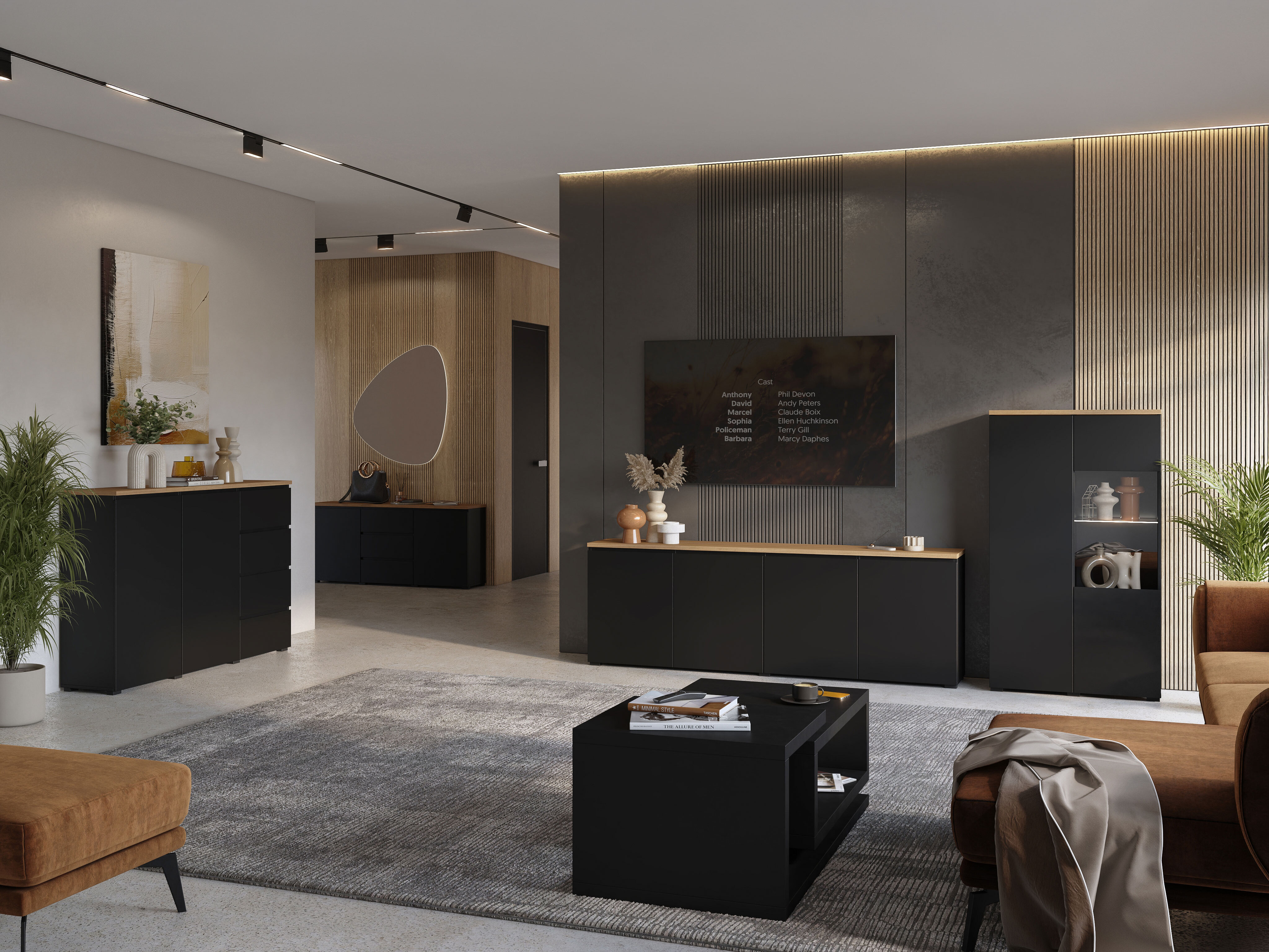 Commode Baletu 106 (Noir + Chêne)
