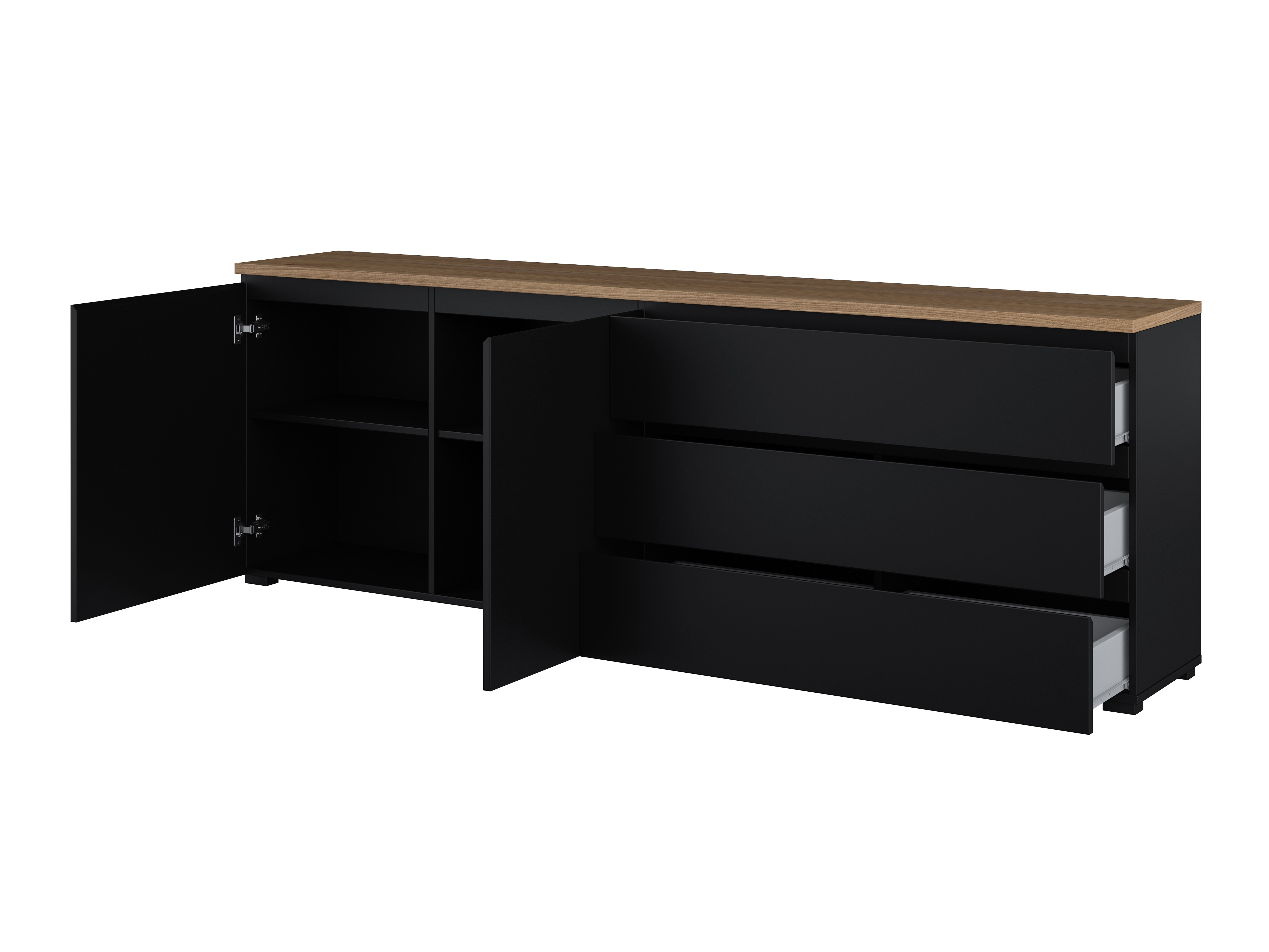 Commode Baletu 107 (Noir + Chêne)