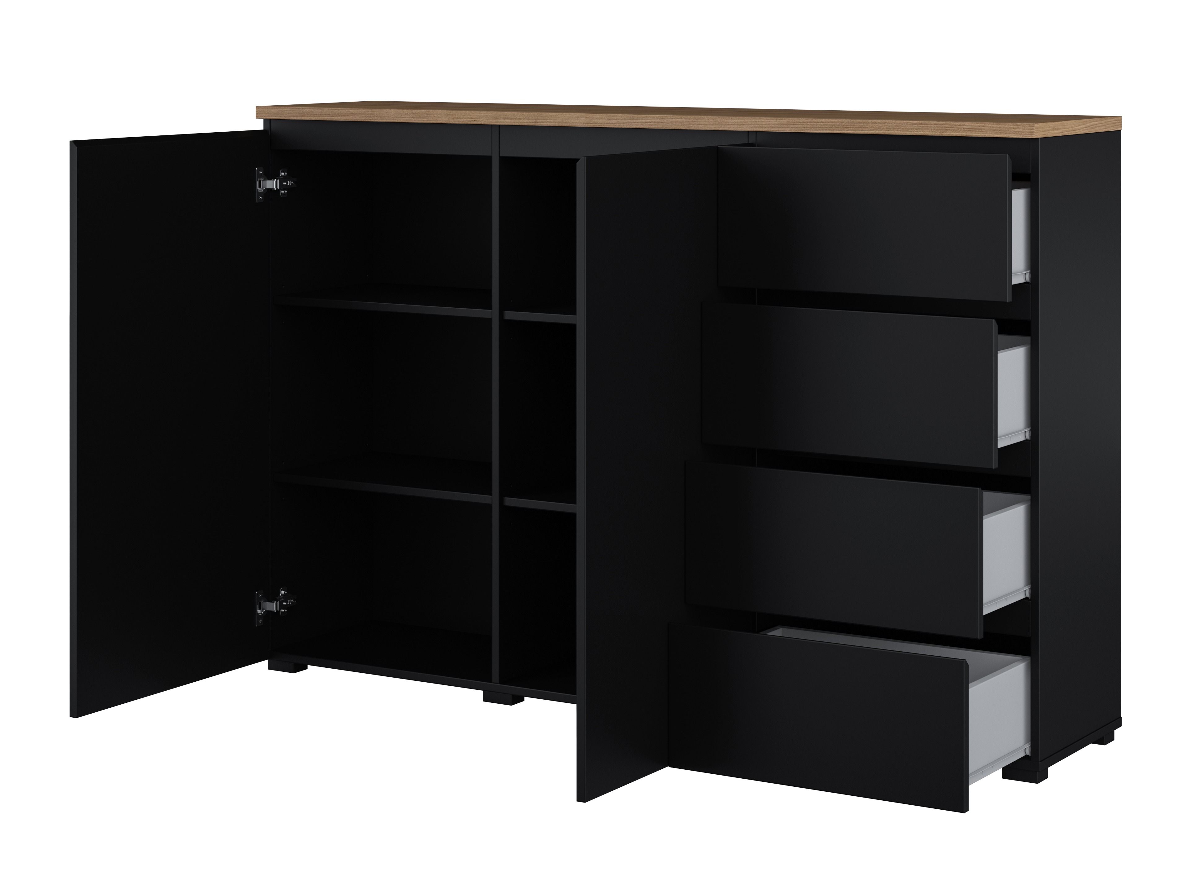 Commode Baletu 109 (Noir + Chêne)
