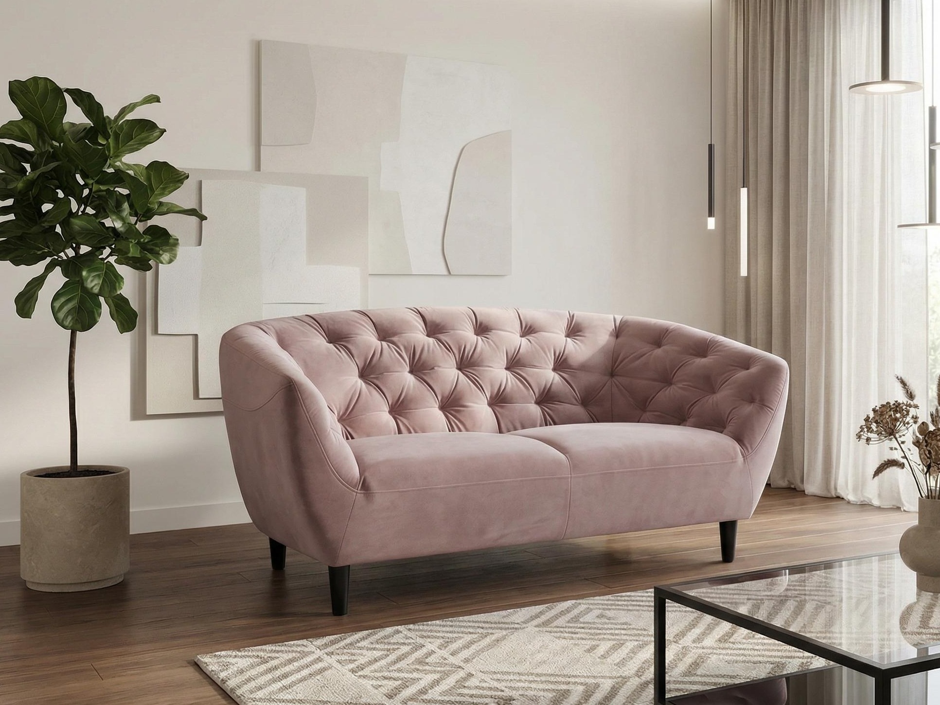 Canapé Chesterfield Norsica 260 (Rose Dusty)