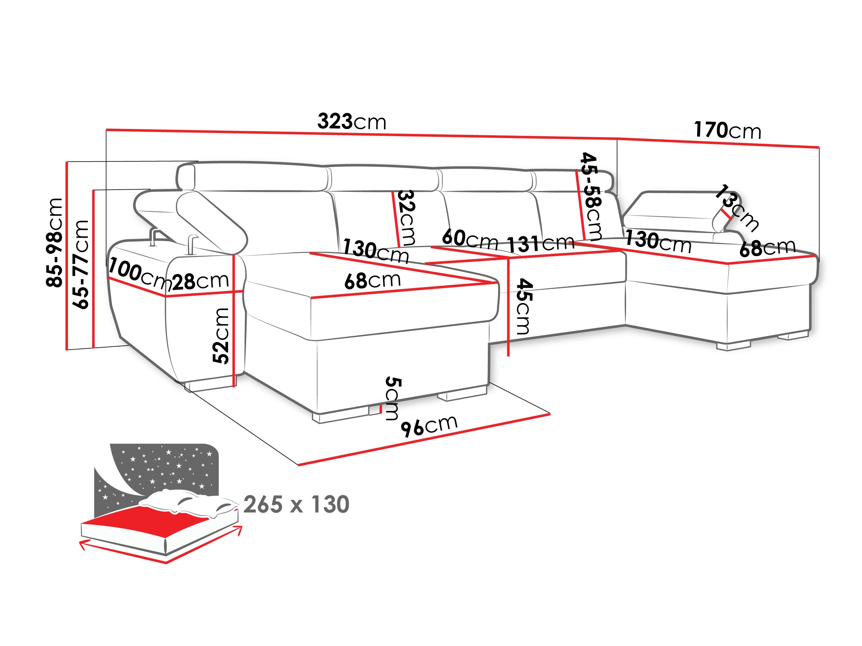 Canapé d'angle Columbus 253 (Lumo 55)