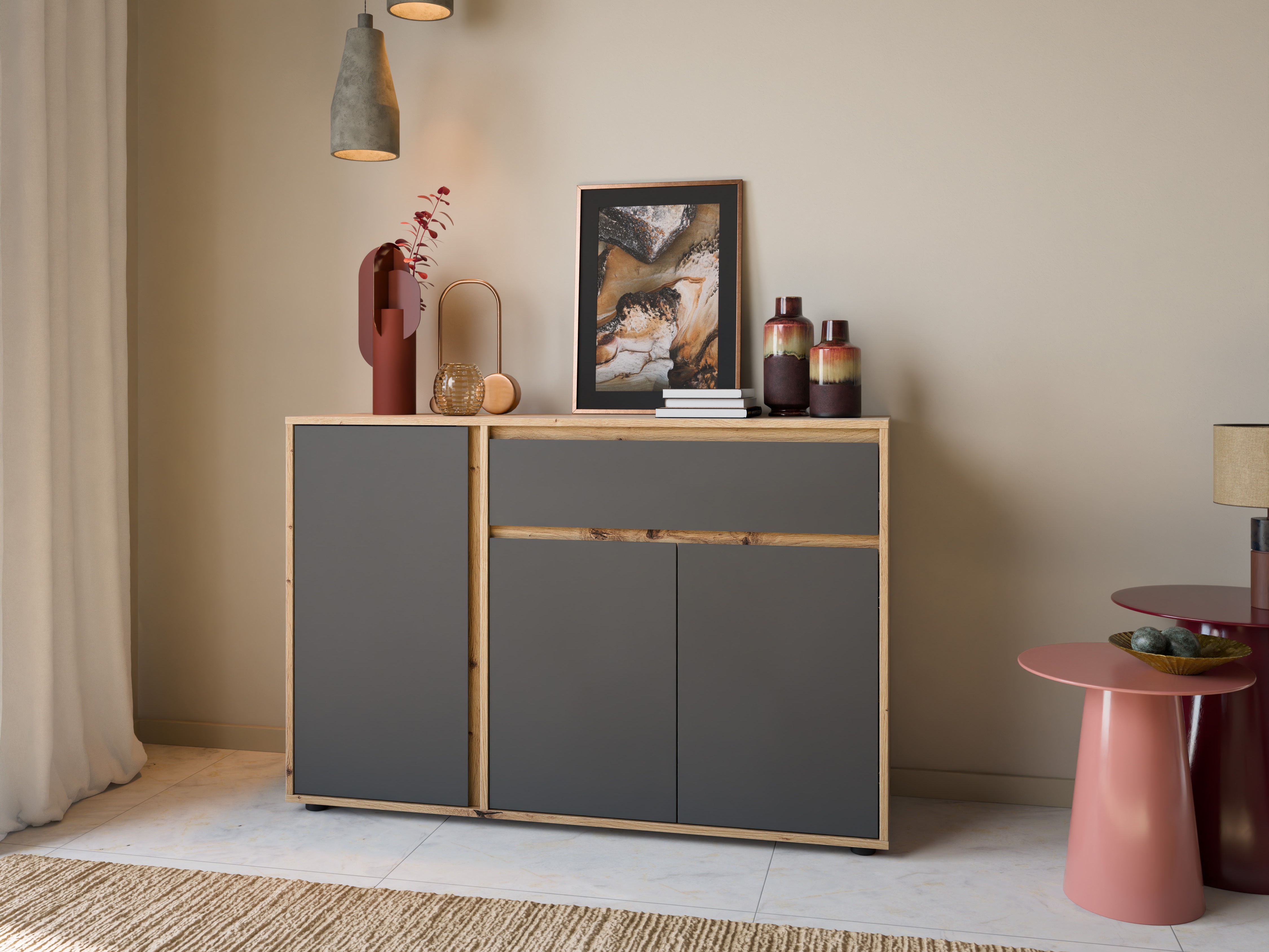 Commode Torcavi 100 (Anthracite + Chêne Artisan)