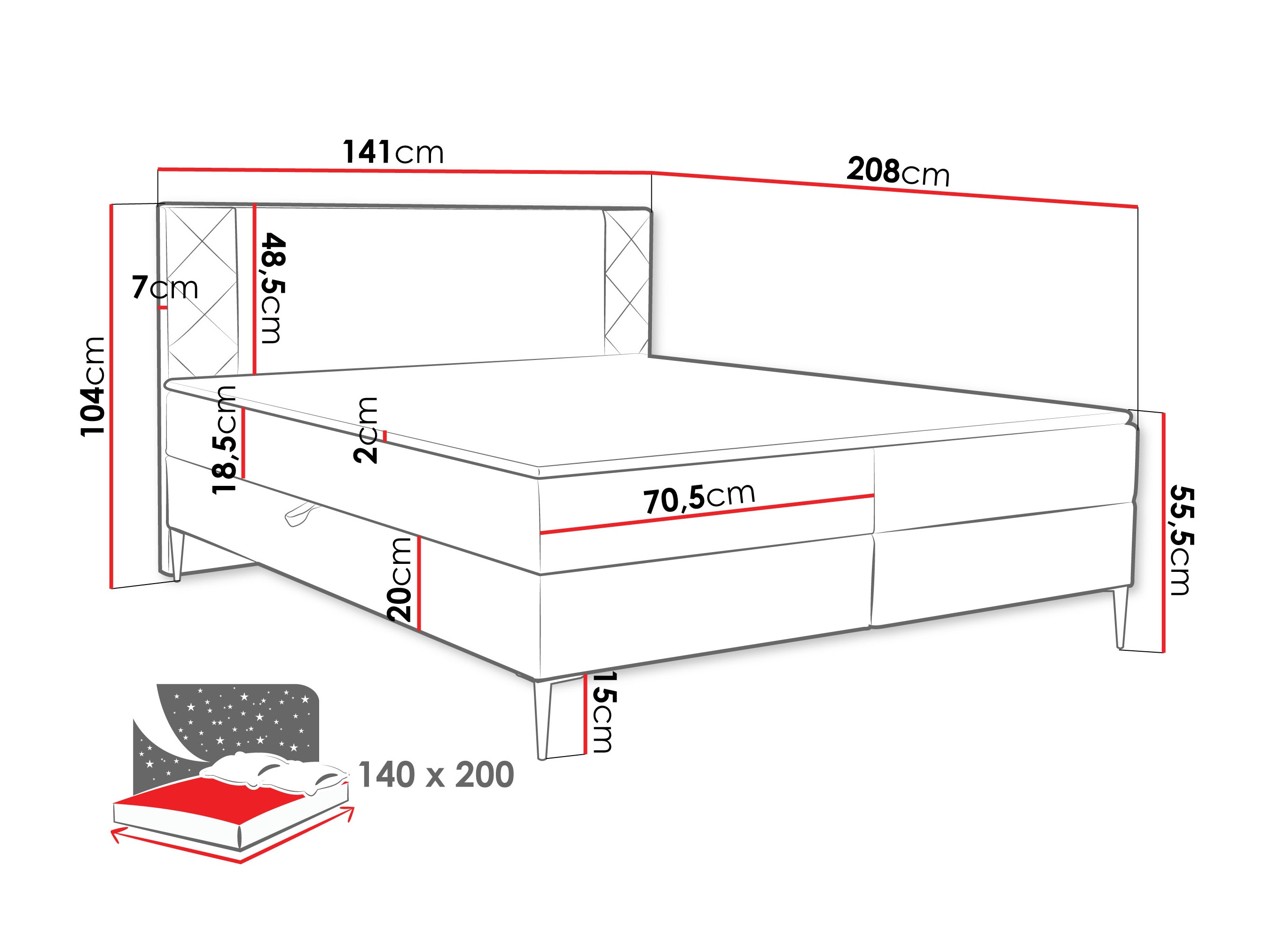 Lit boxspring Providence 200 (Polo 872)