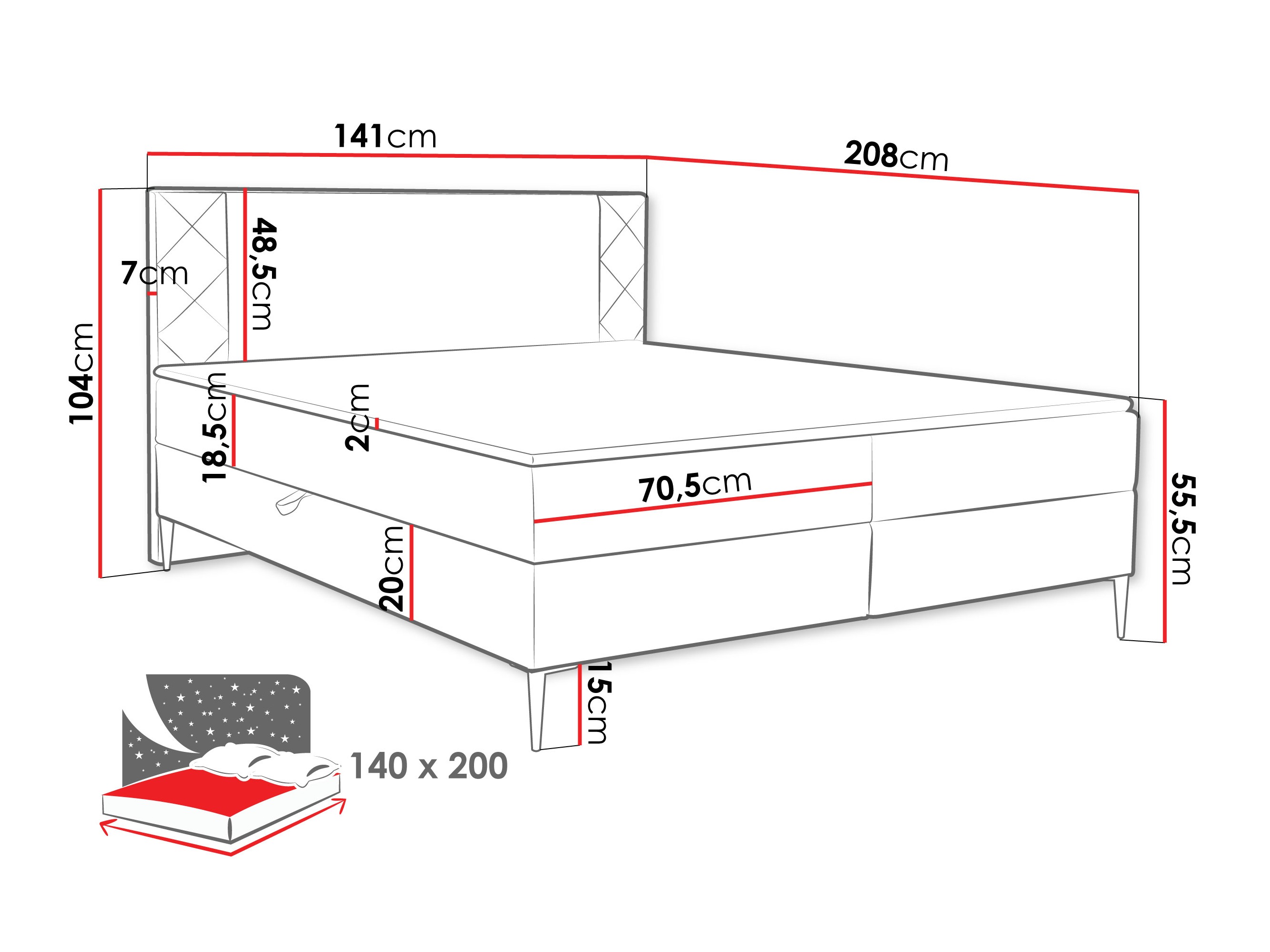 Lit boxspring Providence 200 (Polo 875)