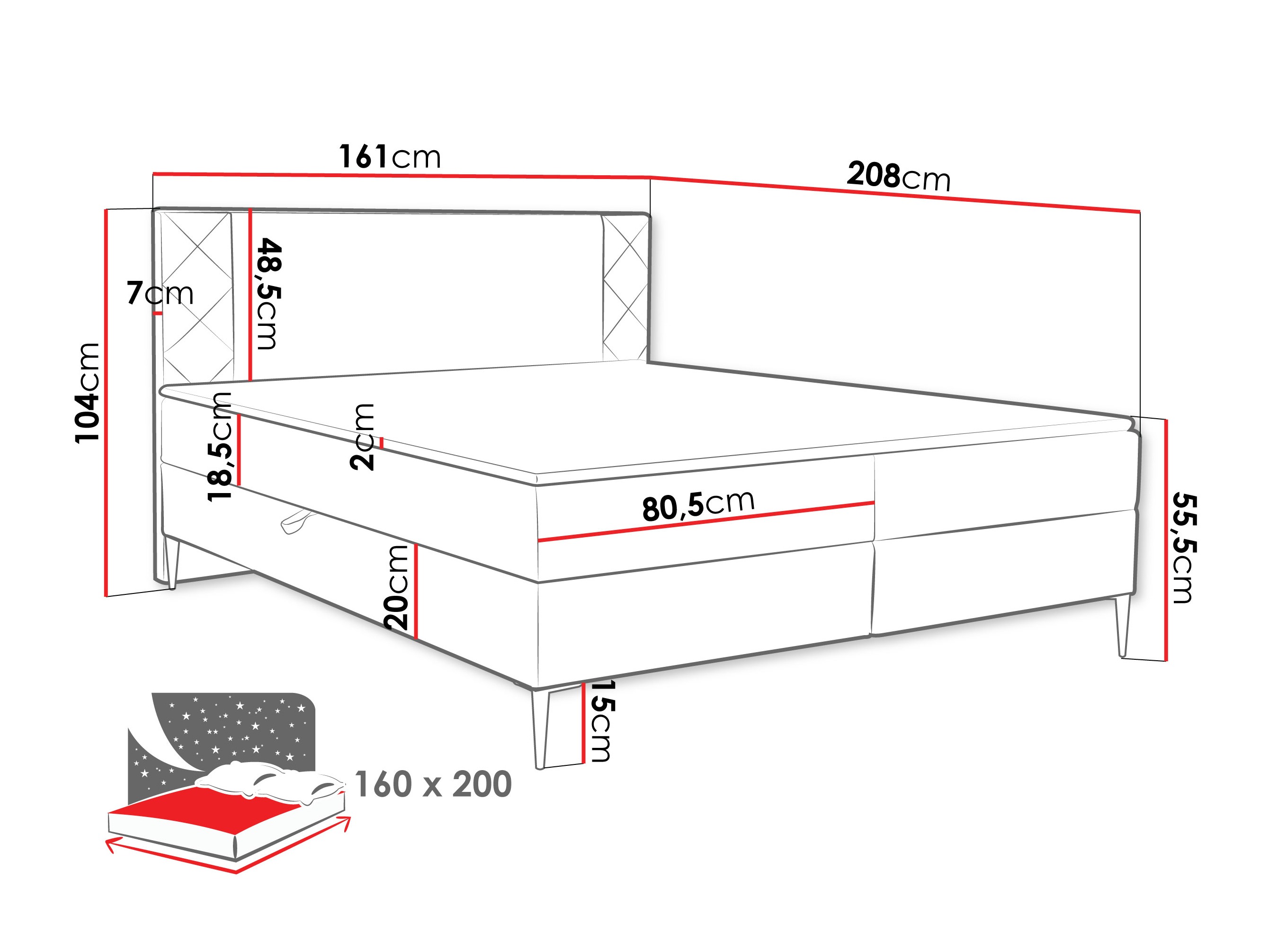 Lit boxspring Providence 200 (Polo 875)