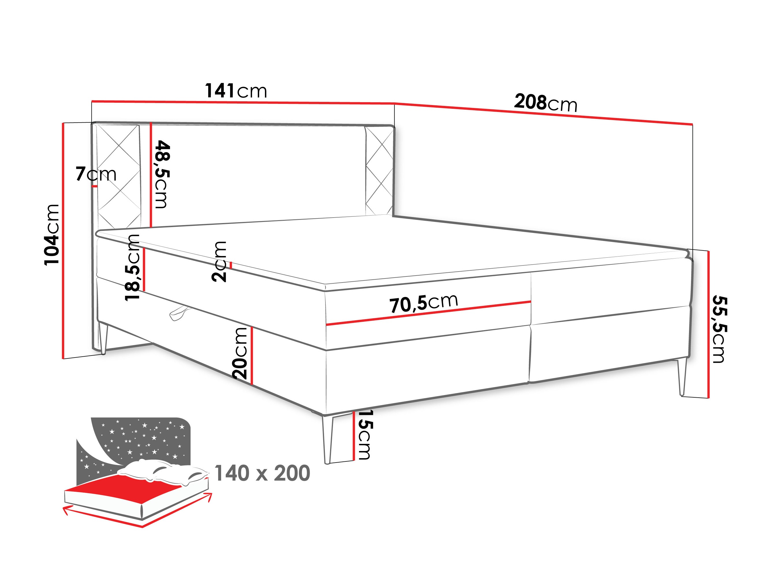 Lit boxspring Providence 200 (Polo 877)