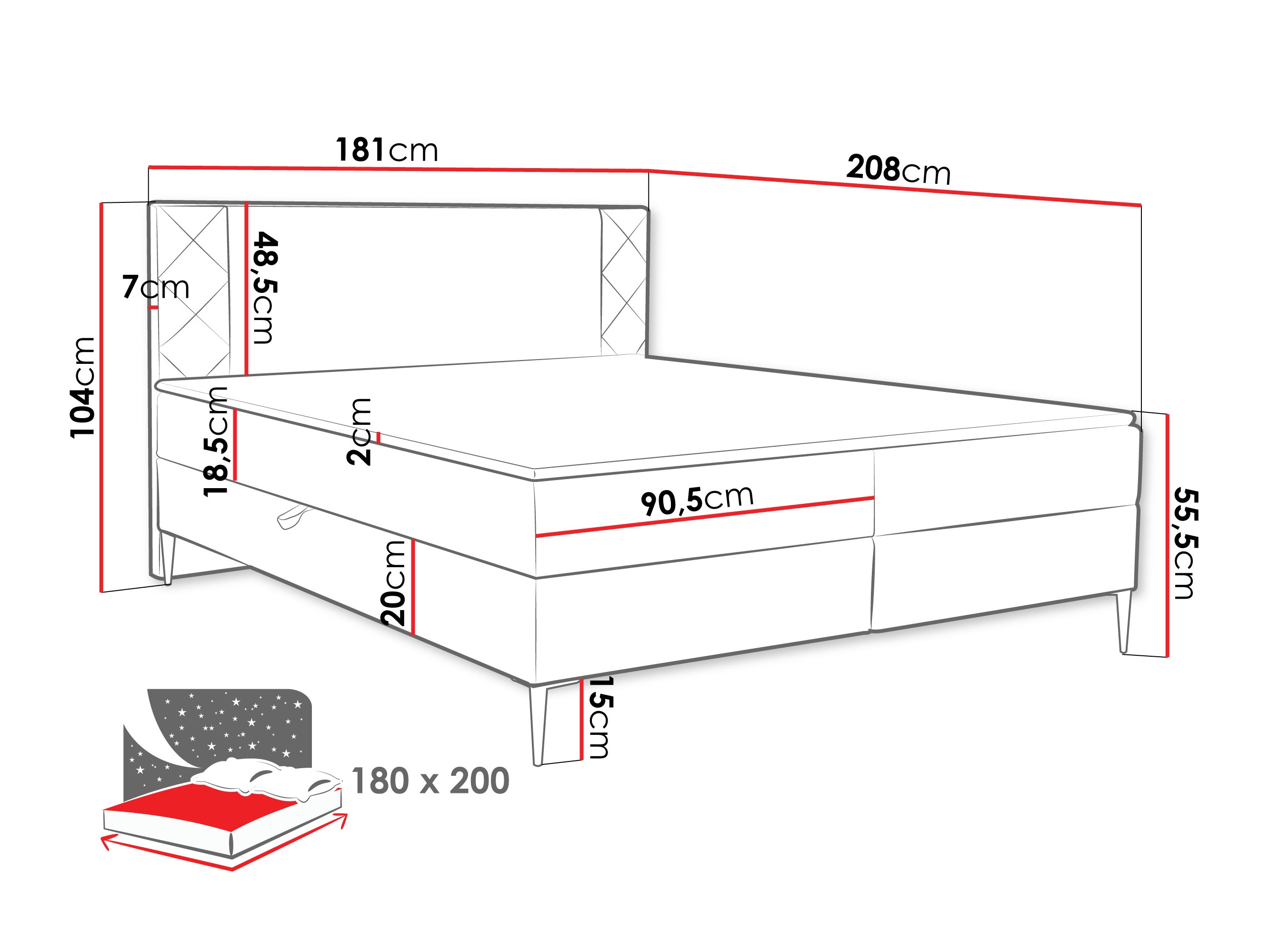 Lit boxspring Providence 200 (Polo 877)