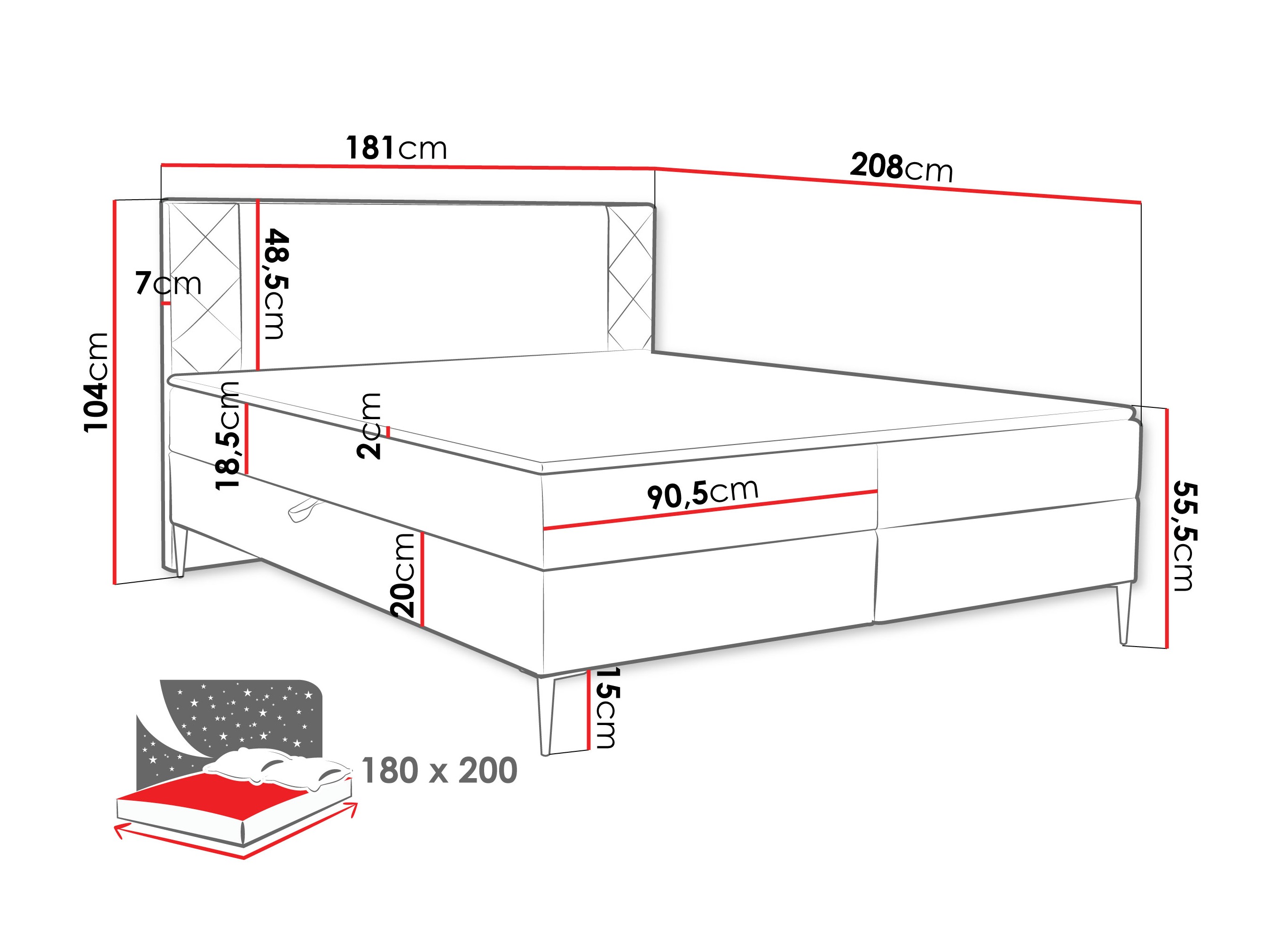 Lit boxspring Providence 200 (Polo 894)