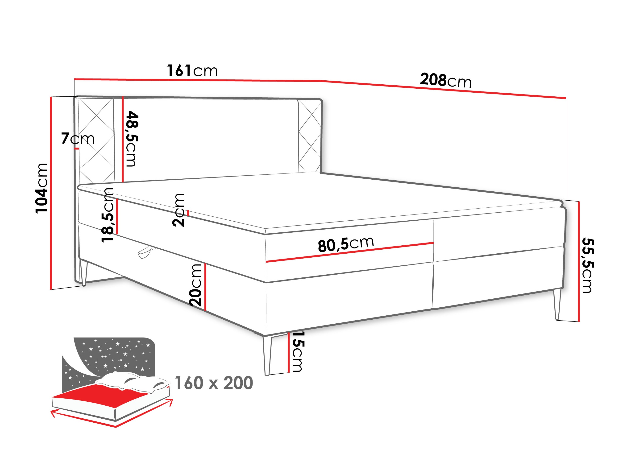 Lit boxspring Providence 200 (Polo 897)