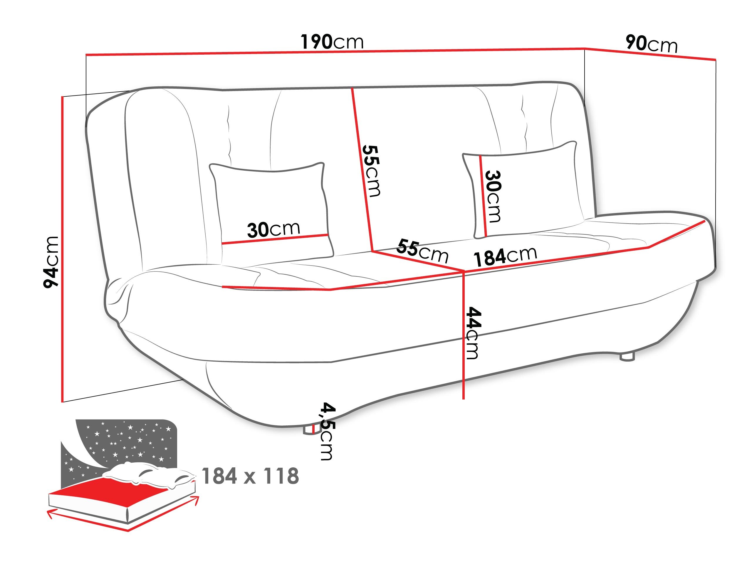 Canapé convertible Comfivo Cervus (Kronos 09 + Kronos 31)