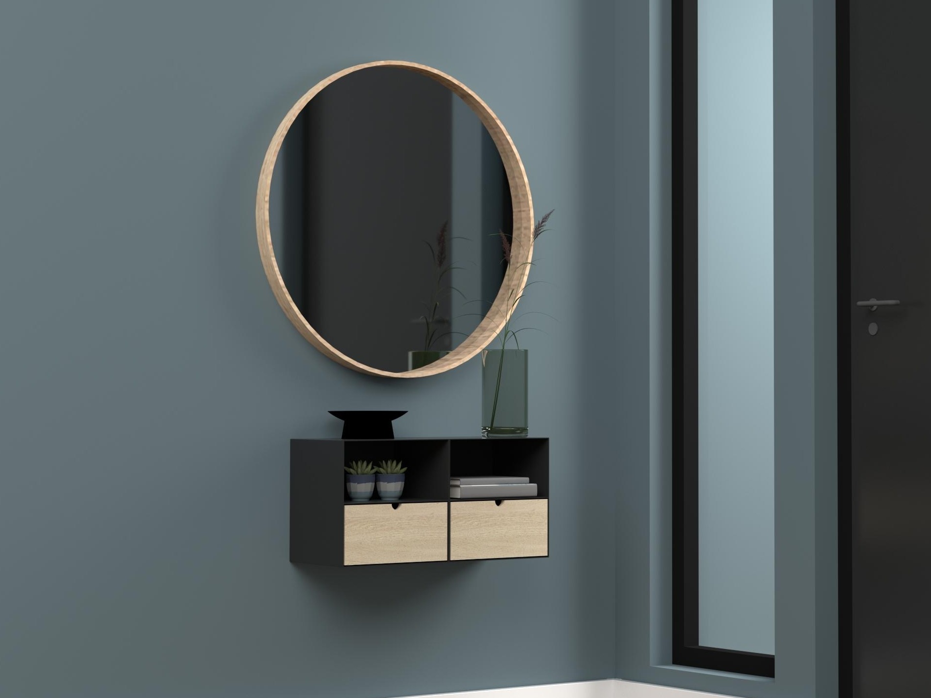 Table de chevet Norsica 375 (Noir + Clair bois)