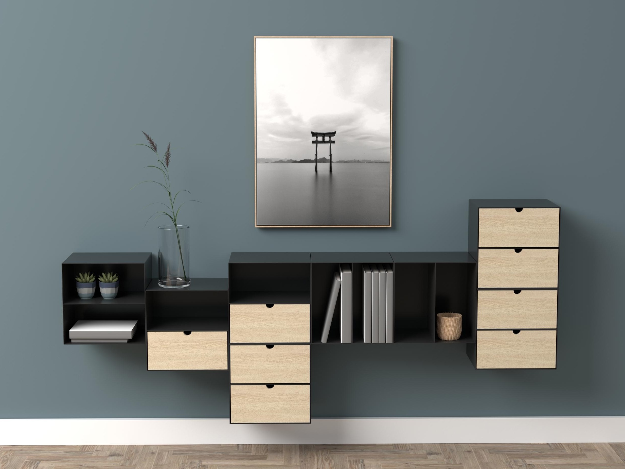 Table de chevet Norsica 375 (Noir + Clair bois)