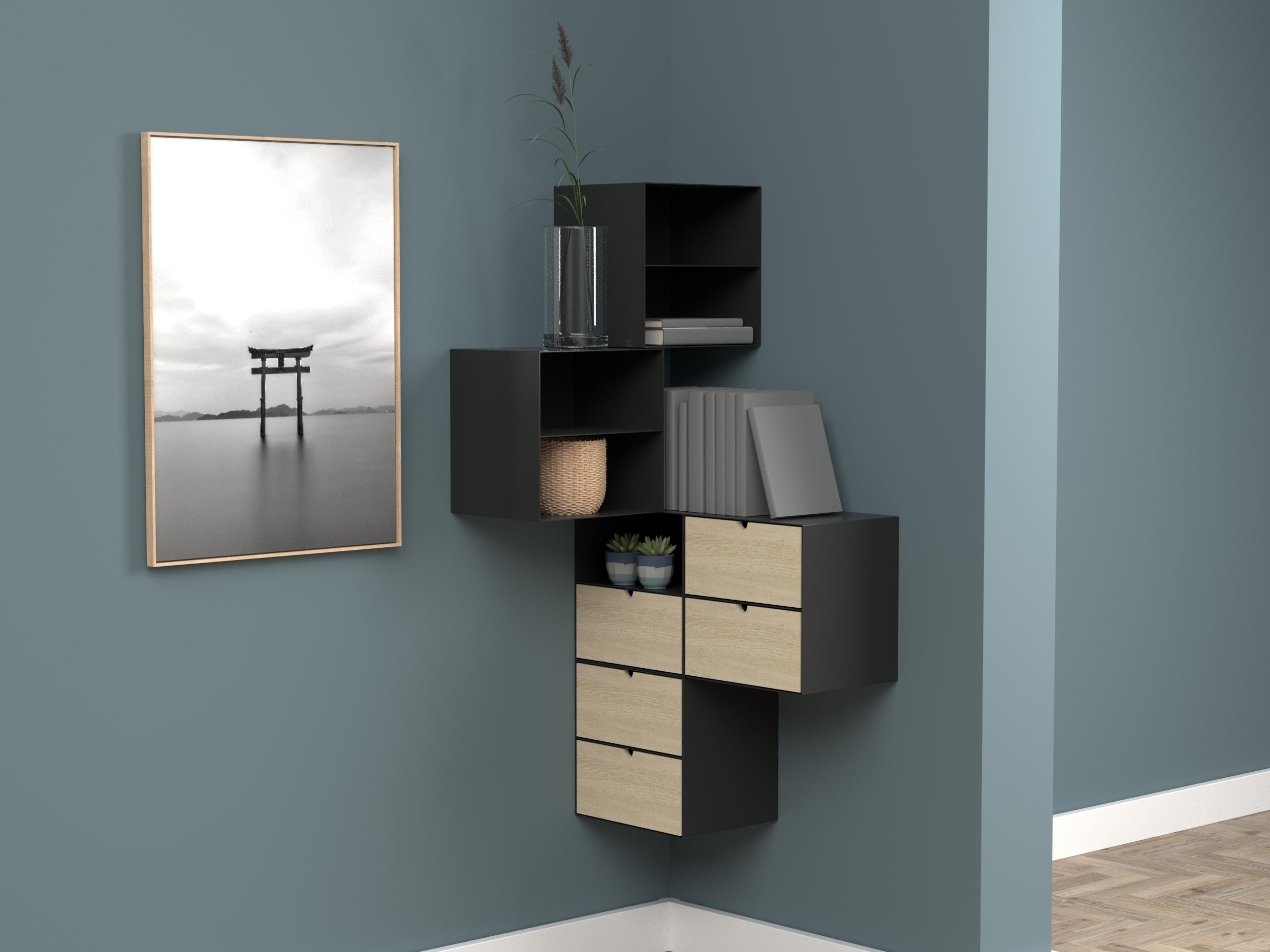 Table de chevet Norsica 375 (Noir + Clair bois)