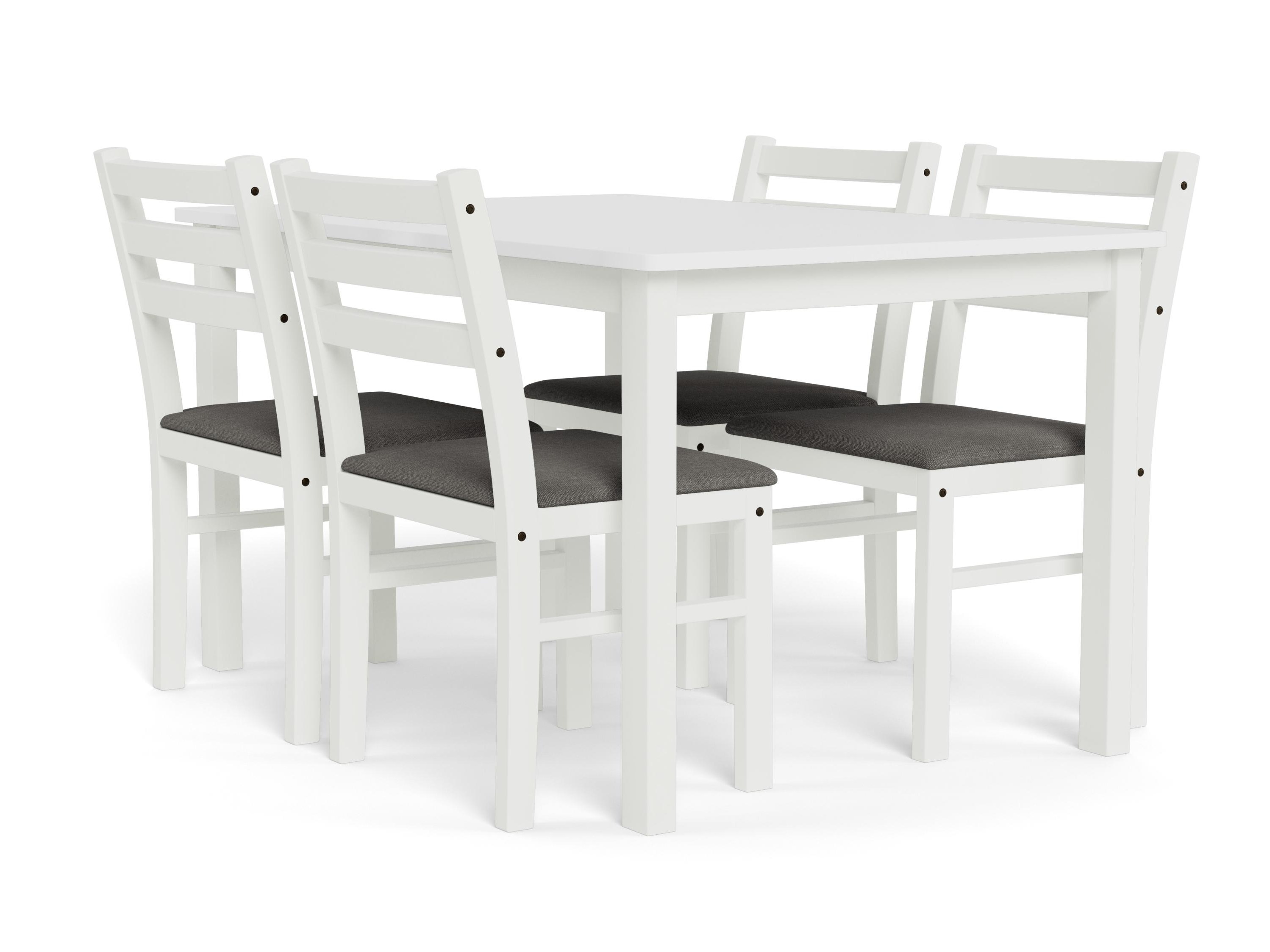 Salle à manger complète Norsica 857 (Blanc + Gris clair)