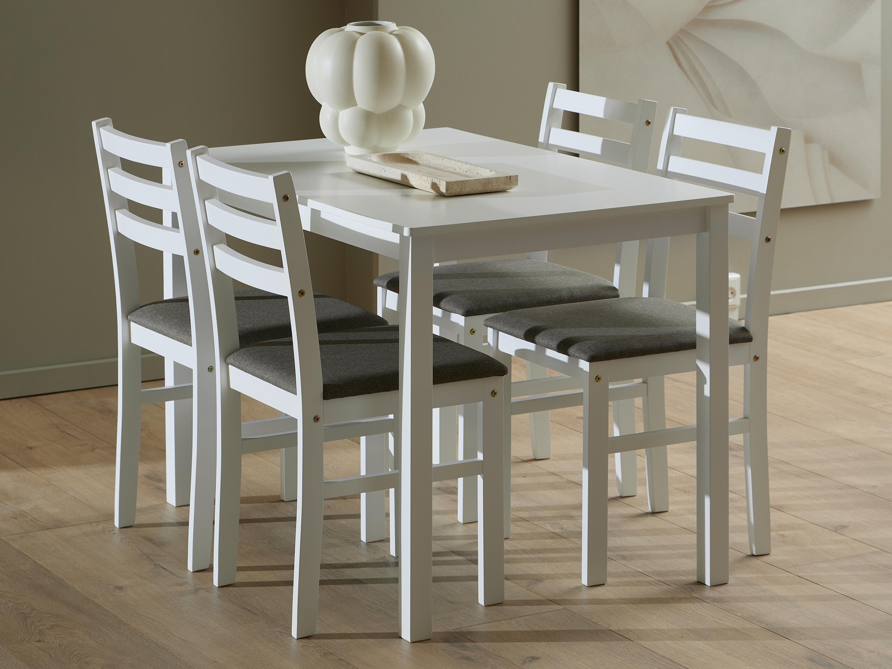 Salle à manger complète Norsica 857 (Blanc + Gris clair)