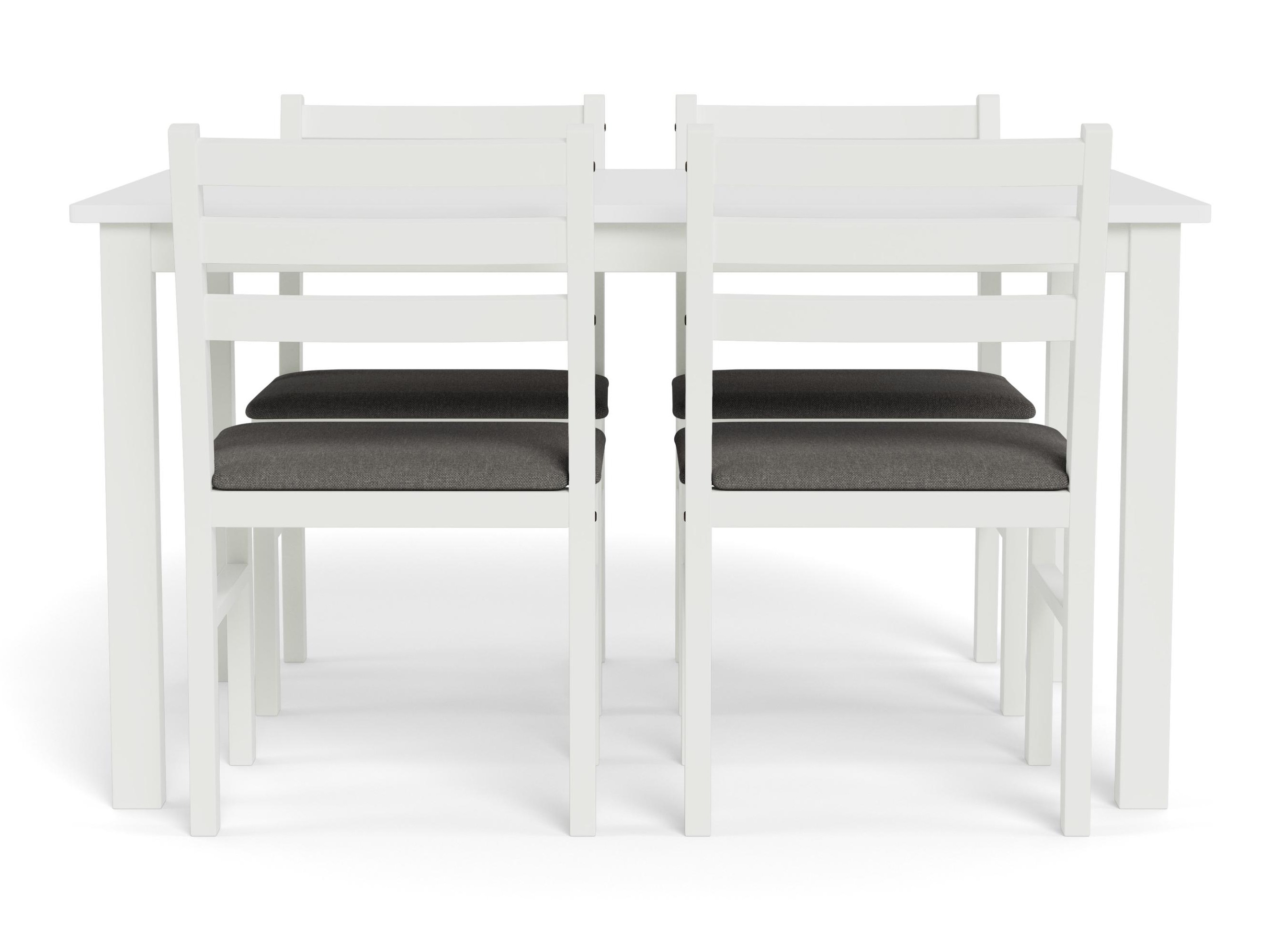 Salle à manger complète Norsica 857 (Blanc + Gris clair)