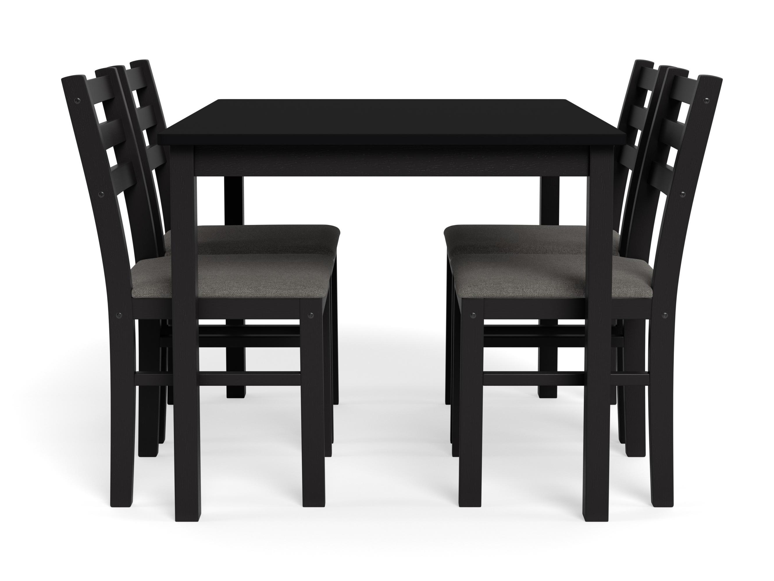 Salle à manger complète Norsica 857 (Noir + Gris clair)
