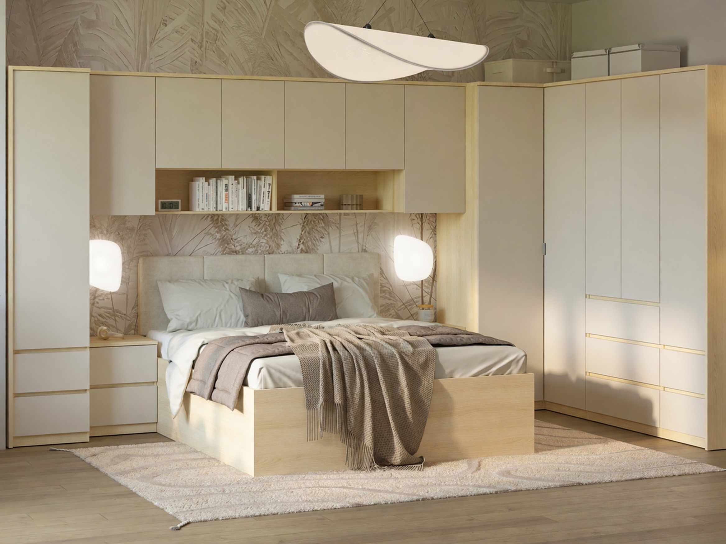Armoire murale Nolcala 105 (Chêne + Beige)