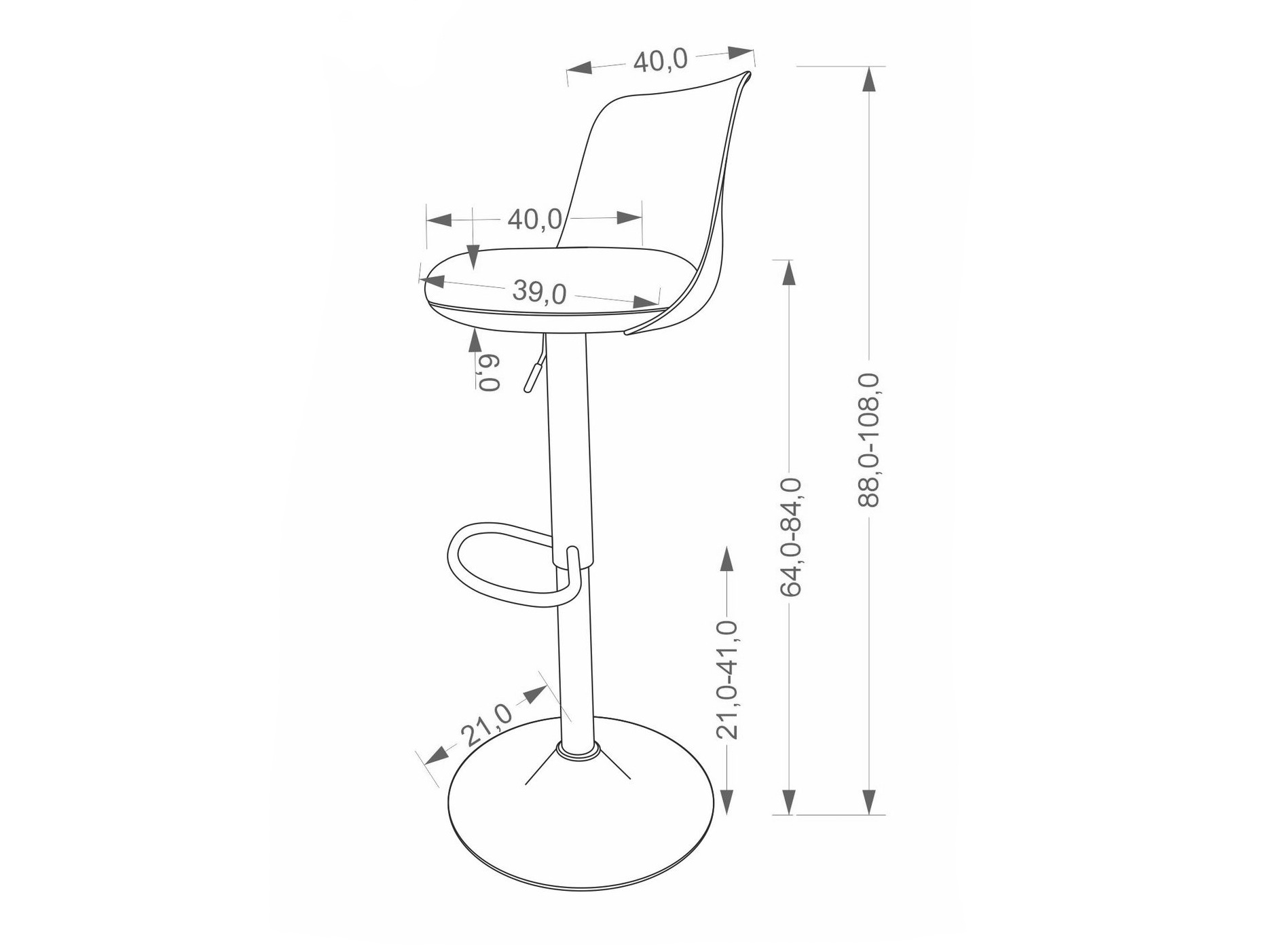 Chaise de bar Houston 2104 (Gris + Noir)