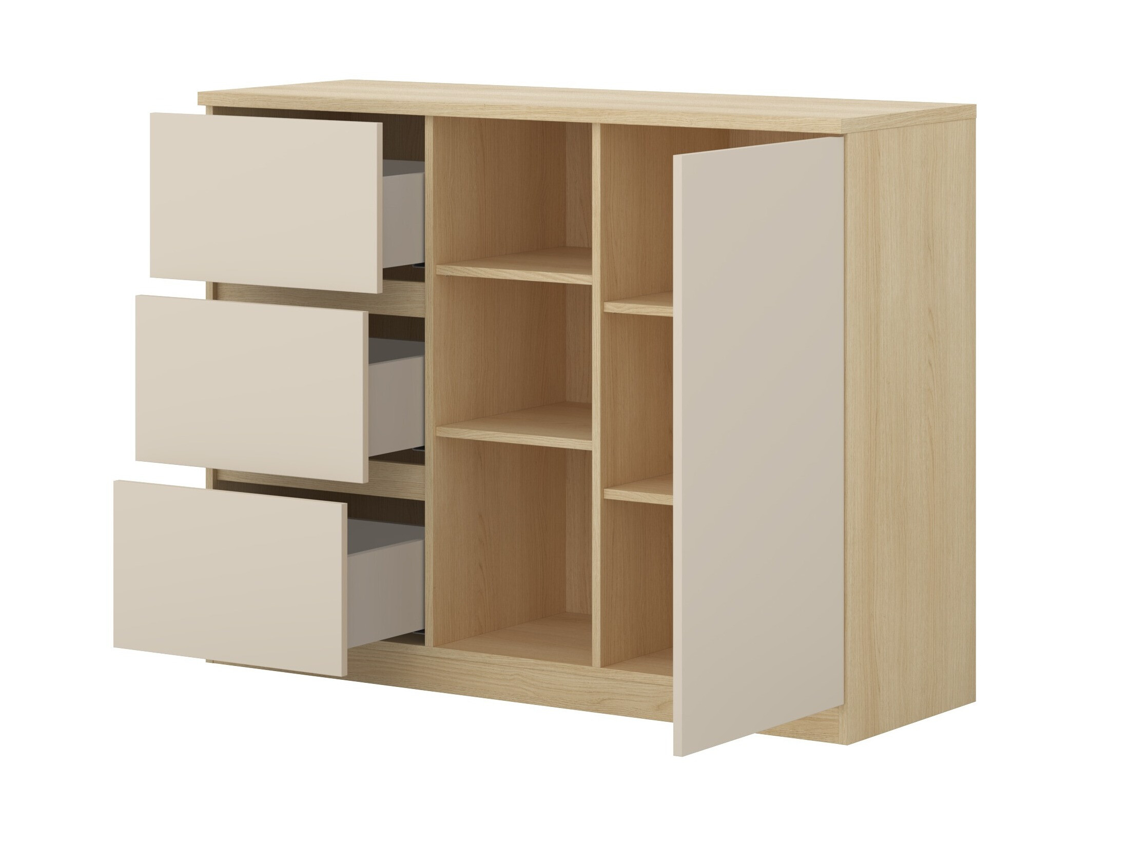 Commode Nolcala 109 (Chêne + Beige)